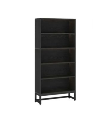 5-Tier Tall Bookcase with LED Lighting for Books, Decor, and Storage