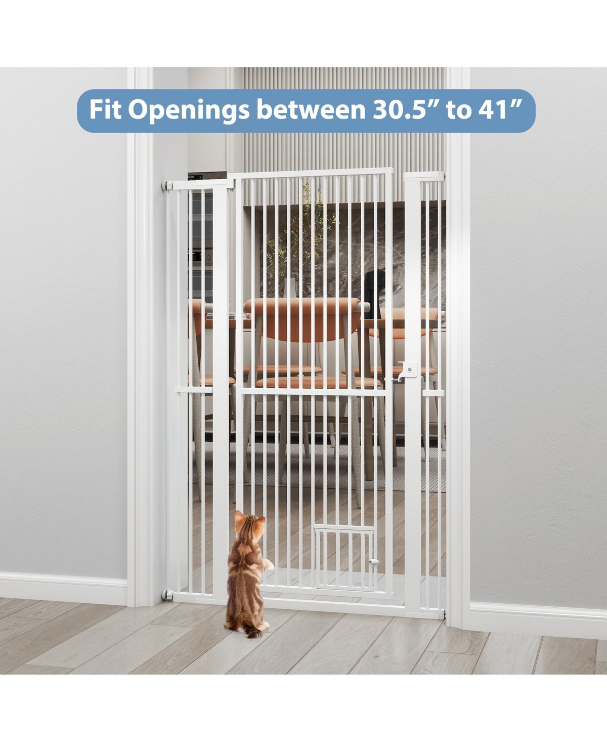 Cozito 59 in Extra Tall Pet Gate Heavy-Duty Metal Cat Gate with Wide Opening