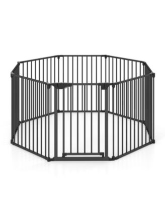 8-Panel Extra Wide Adjustable Gate with Auto-Close Door