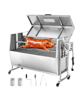 Rotisserie Grill, 38W Stainless Steel Spit Roaster with Wheels