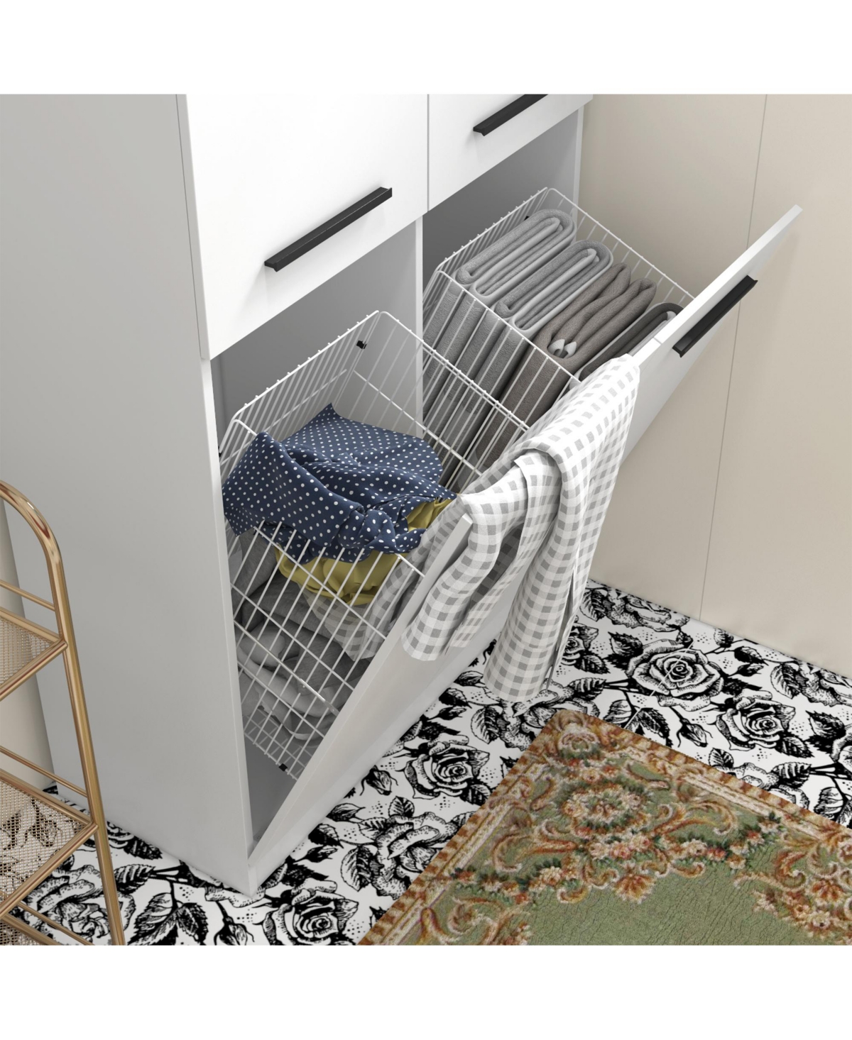 Homsee 79 Inch Tall Laundry Cabinet with Hamper - 31.5" Narrow Closet with Shelves and Pull-Out Basket