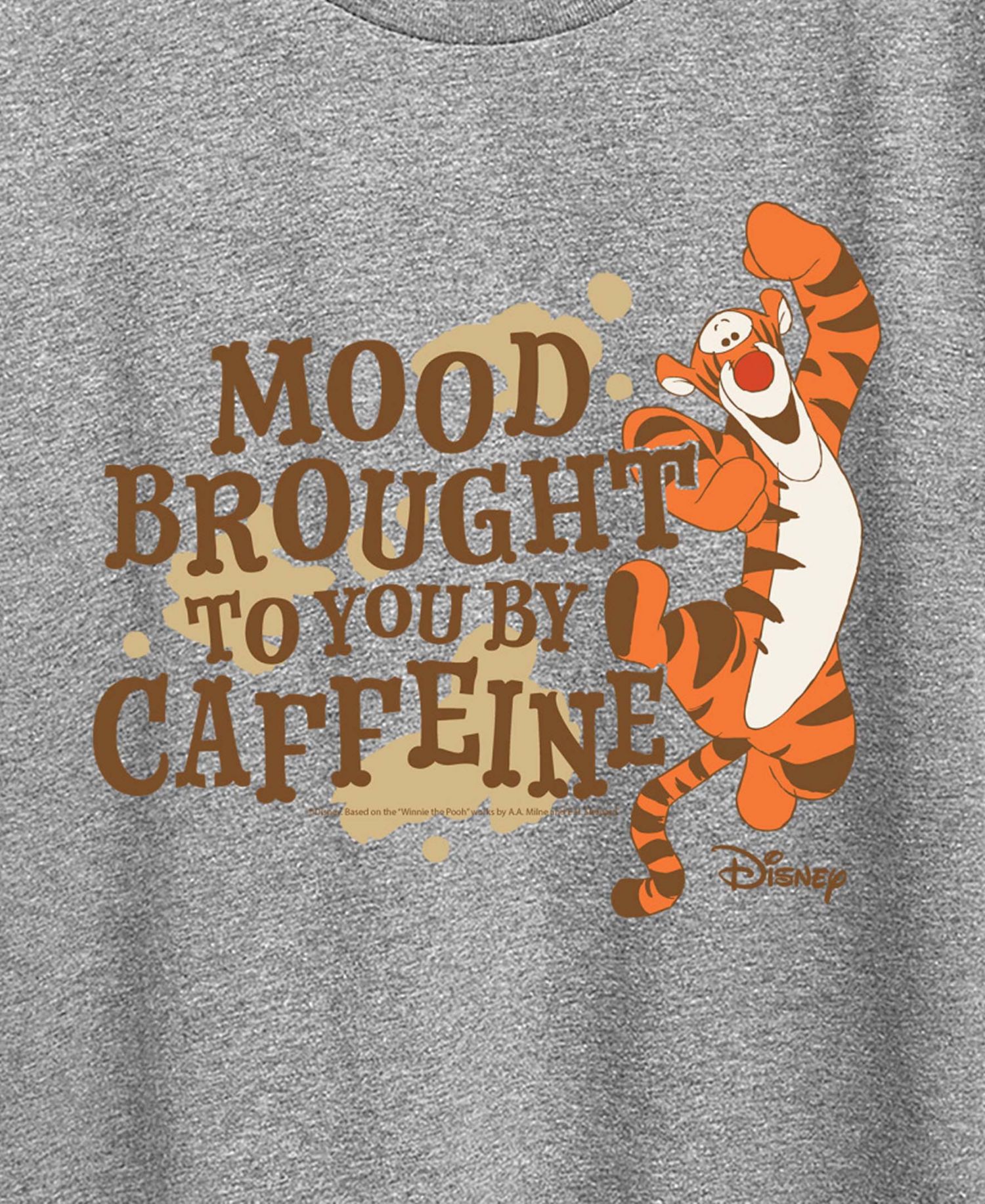 Plus Size Winnie The Pooh Tigger Mood Brought to You by Caffeine Graphic T-Shirt