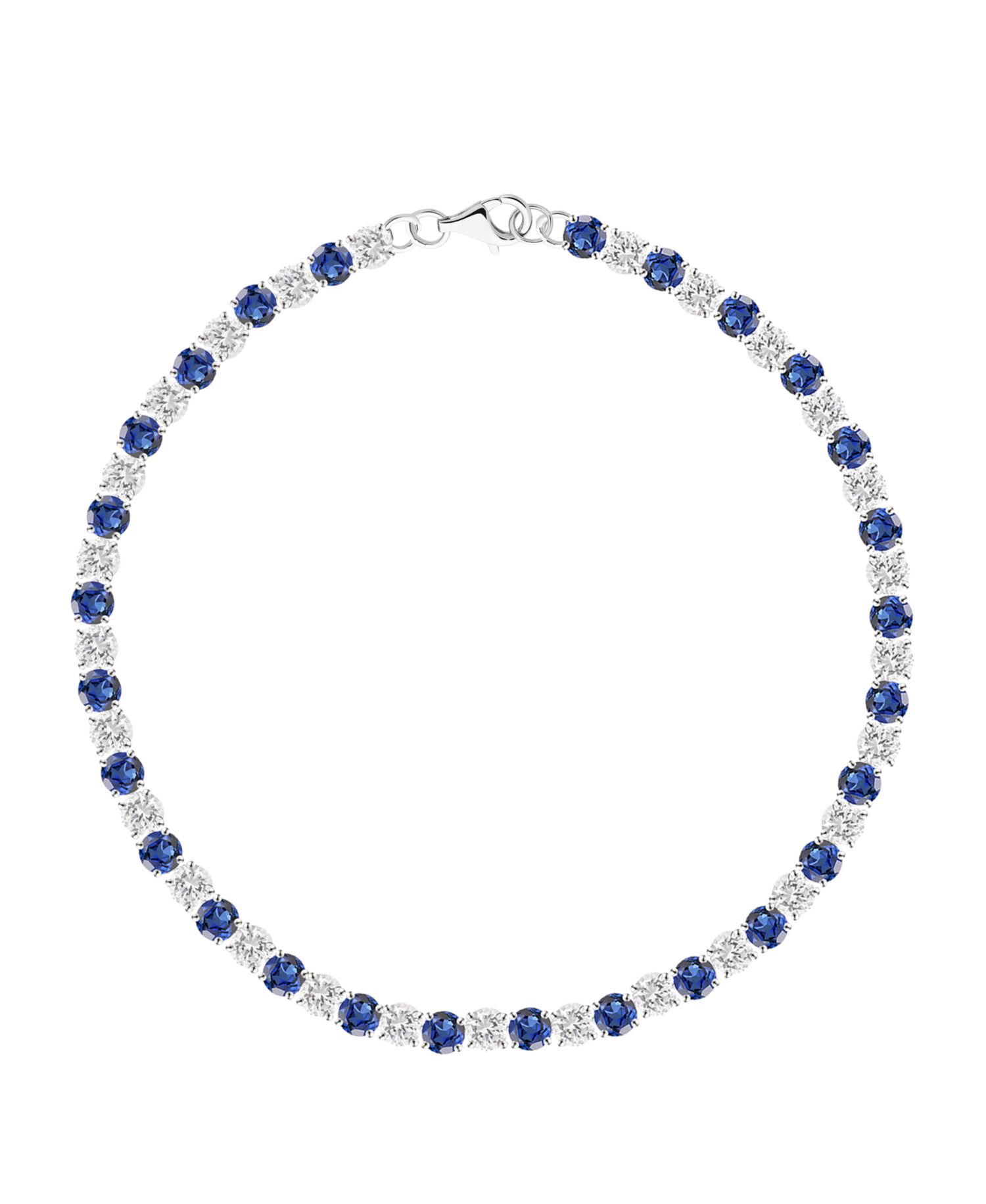 Lab-Grown Blue Sapphire (3-1/6 ct. t.w.) and Lab-Grown White Sapphire (3-1/6 ct. t.w.) Bracelet in Sterling Silver (Also Available in Multi-Stone)
