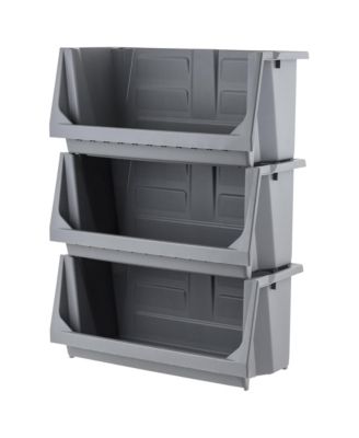 Open Front Storage Bins, Heavy Duty Stackable Bins