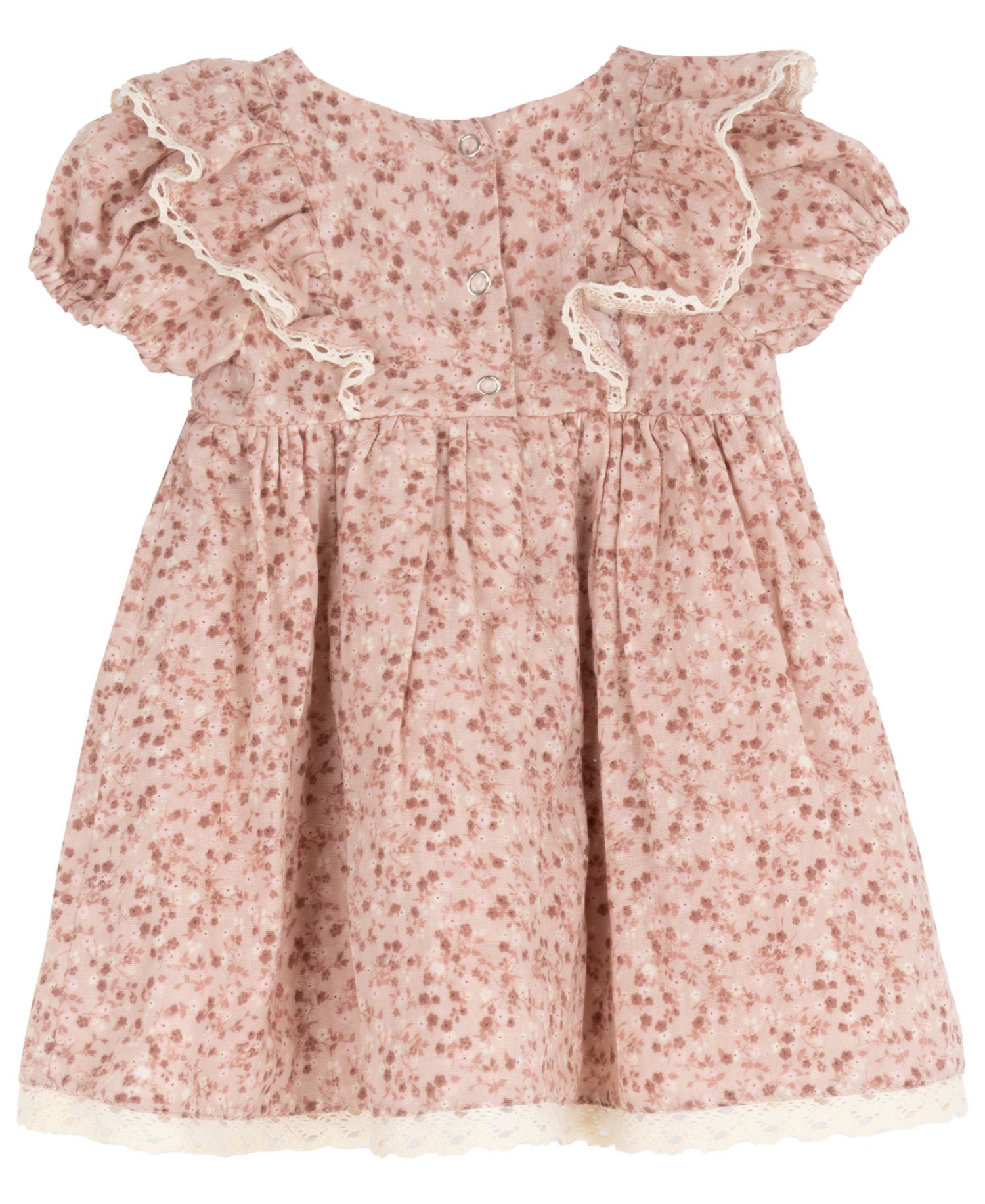 Baby Girls' Printed Cotton Voile Puff Sleeve Dress and Diaper Cover, 2-Piece Set