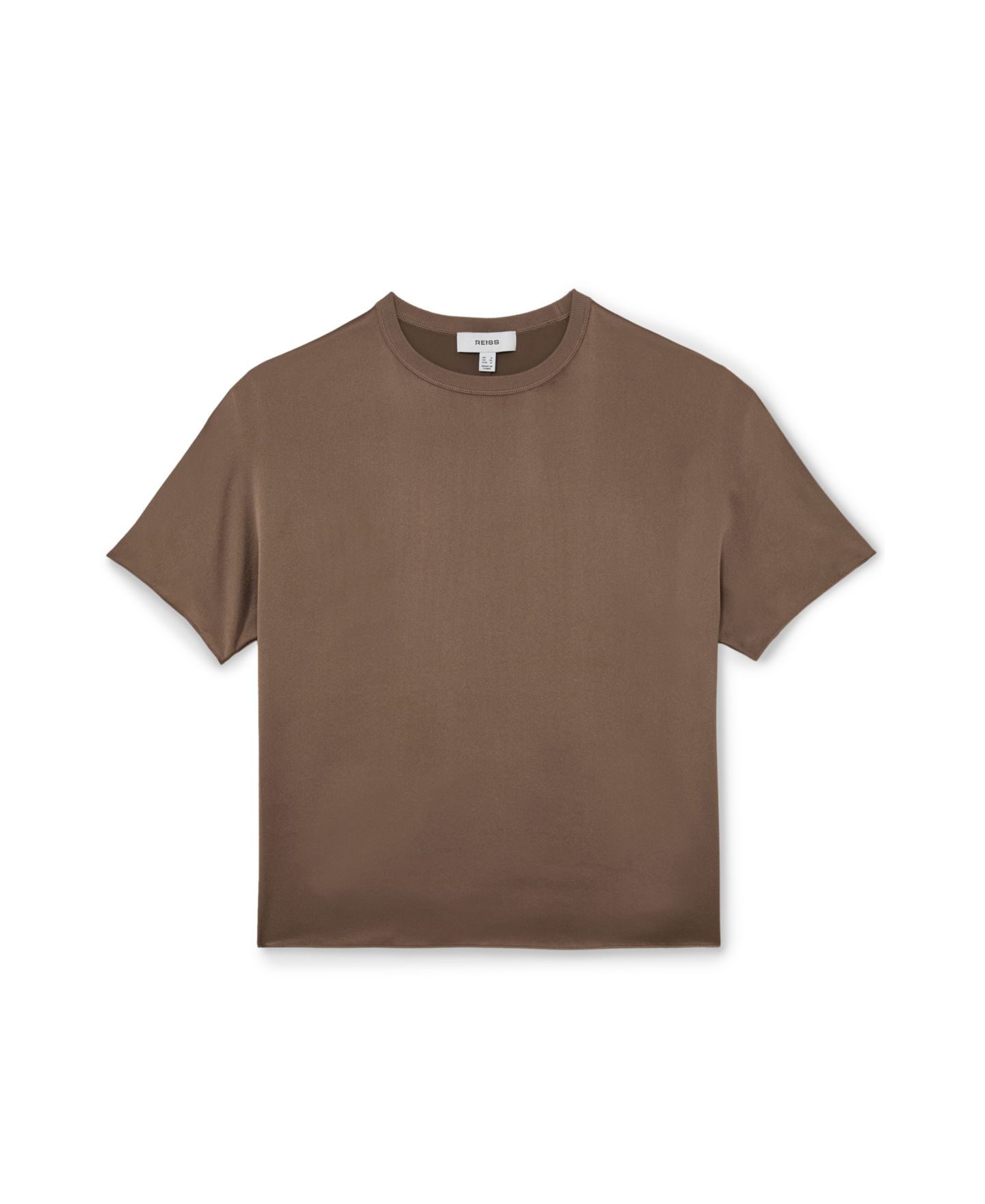 Женский топ REISS Silk Short-Sleeve, цвет: Серо-коричневый коричневый — фото 3