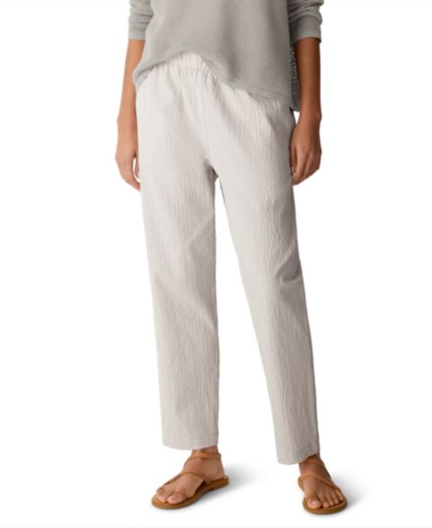 Женские брюки Eileen Fisher High-Waist Tapered-Ankle, цвет: Меловой