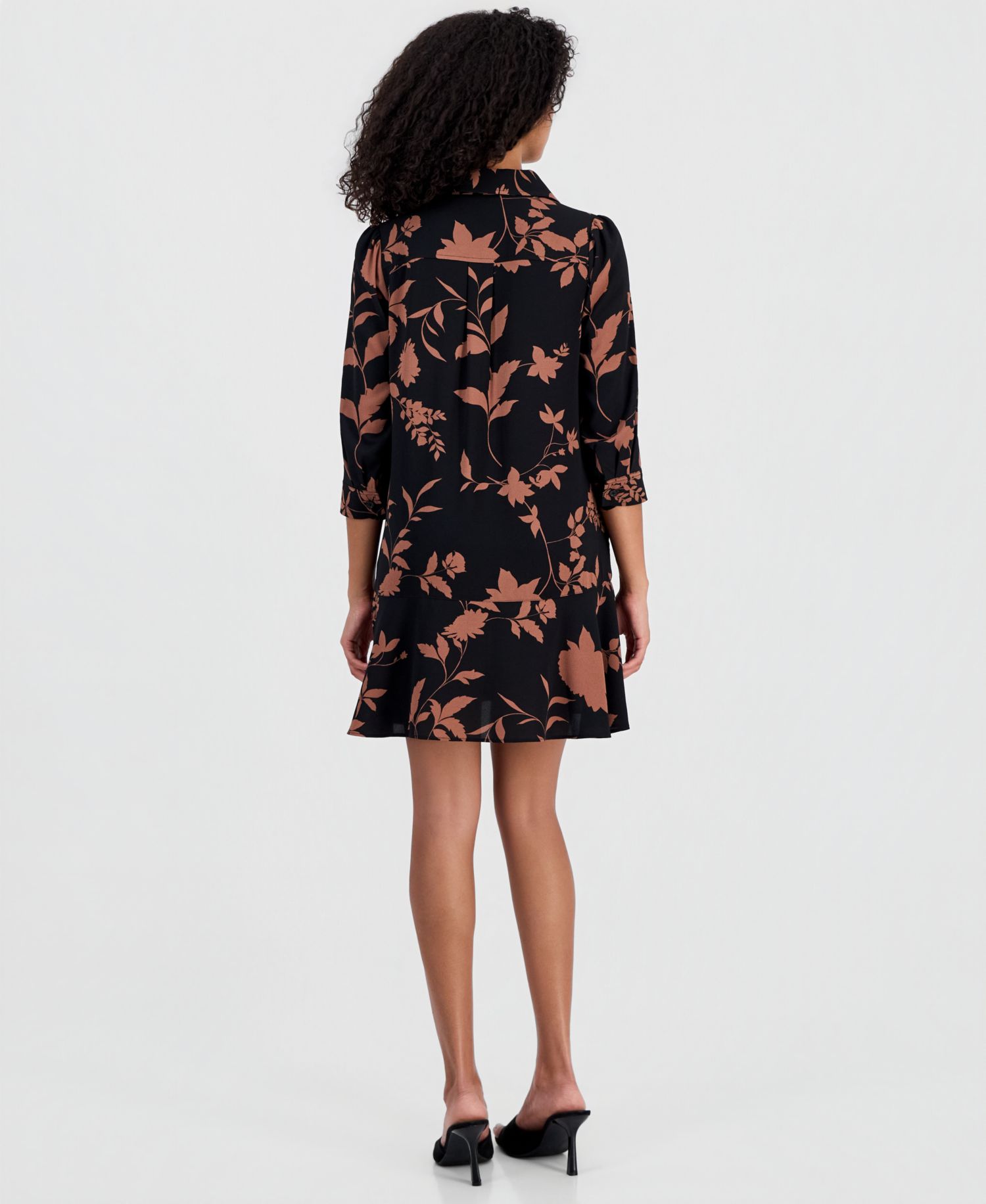Petite Printed Ruffle-Hem Scuba Dress