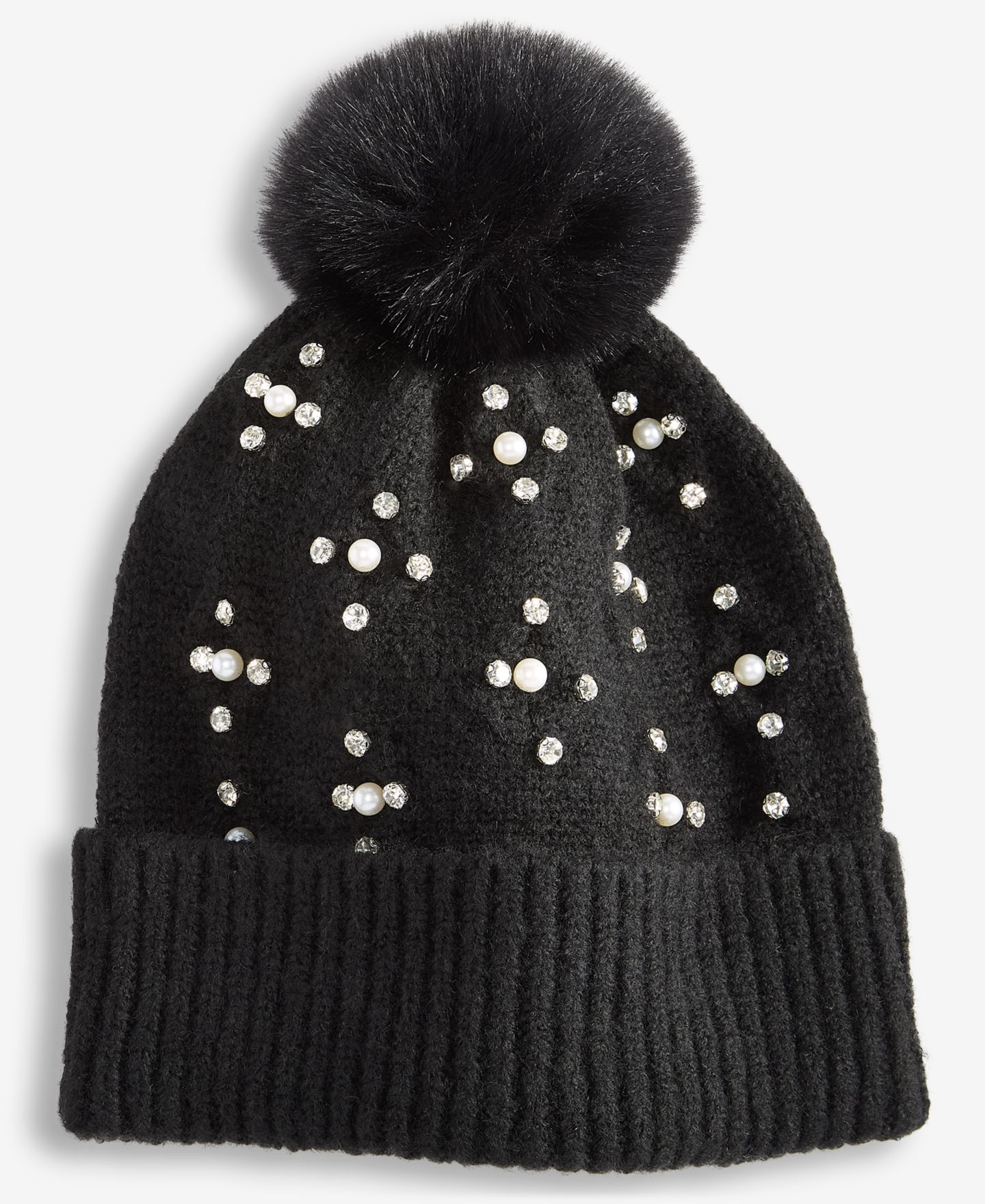 Женская шапка I.N.C. International Concepts Imitation-Pearl Cable-Knit, цвет: Чёрный — фото 1