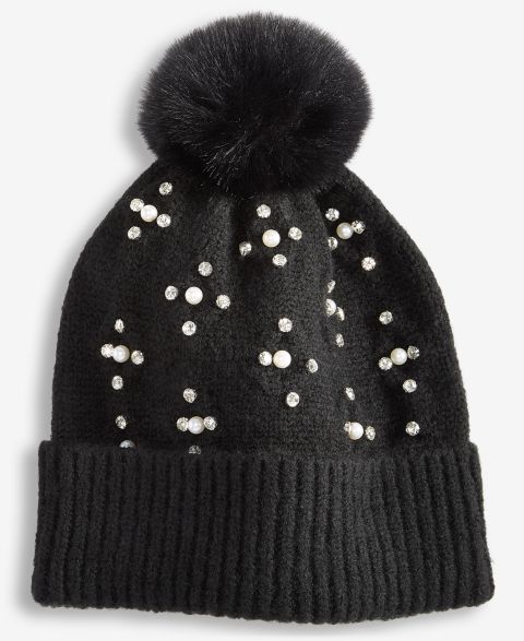 Женская шапка I.N.C. International Concepts Imitation-Pearl Cable-Knit, цвет: Чёрный