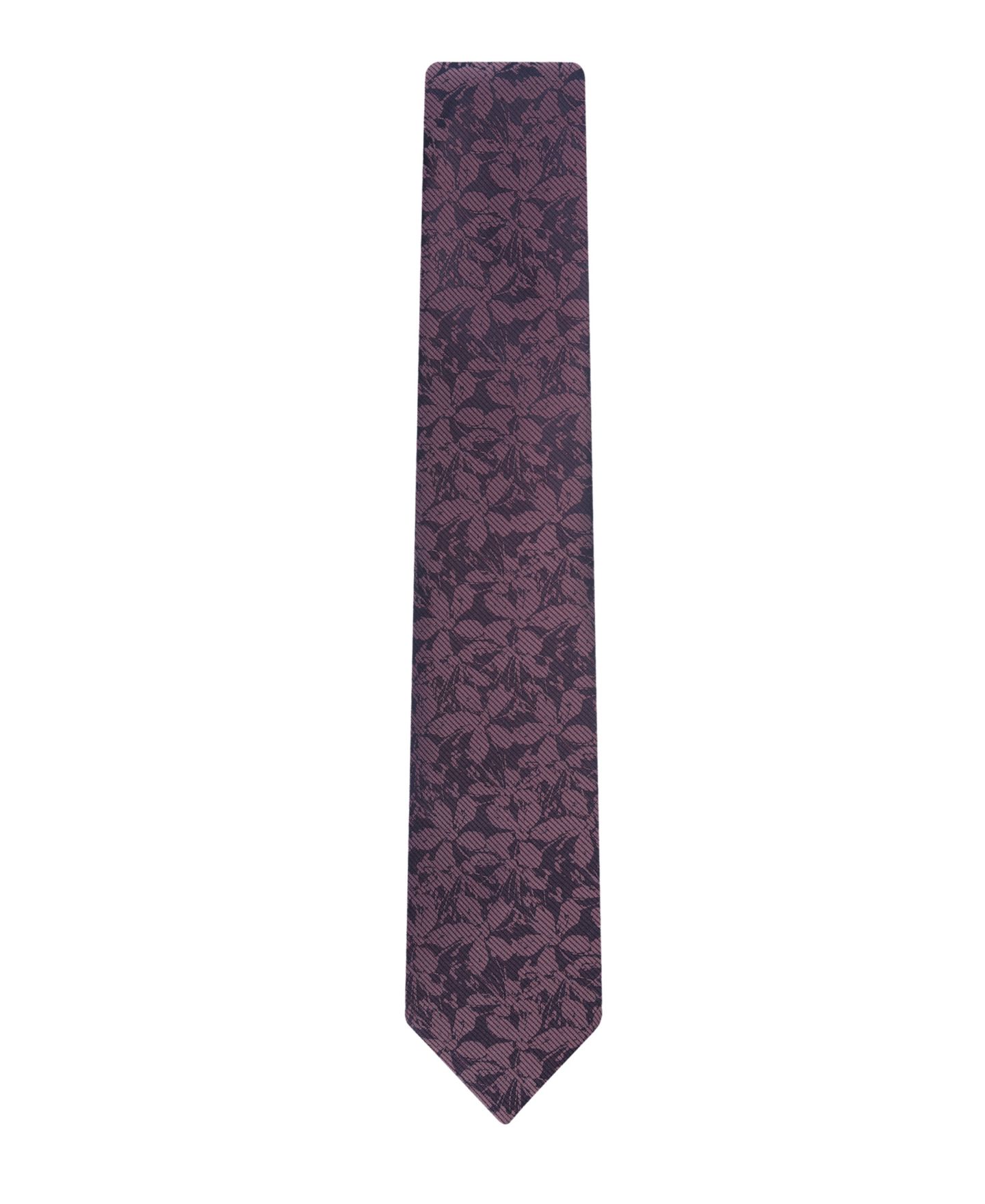Мужской галстук Calvin Klein Theodora Floral Tie, цвет: Ягодный — фото 3