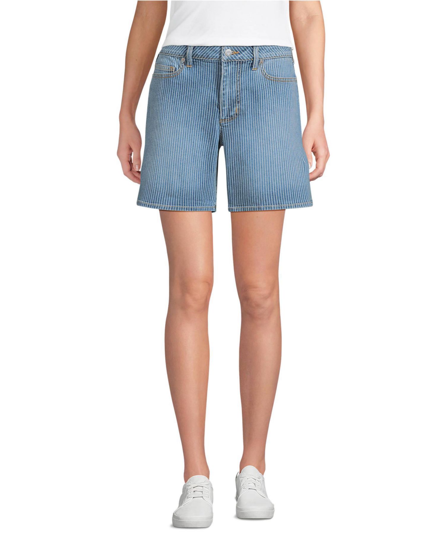 Petite Soft Denim Mid Rise 7" Jean Shorts