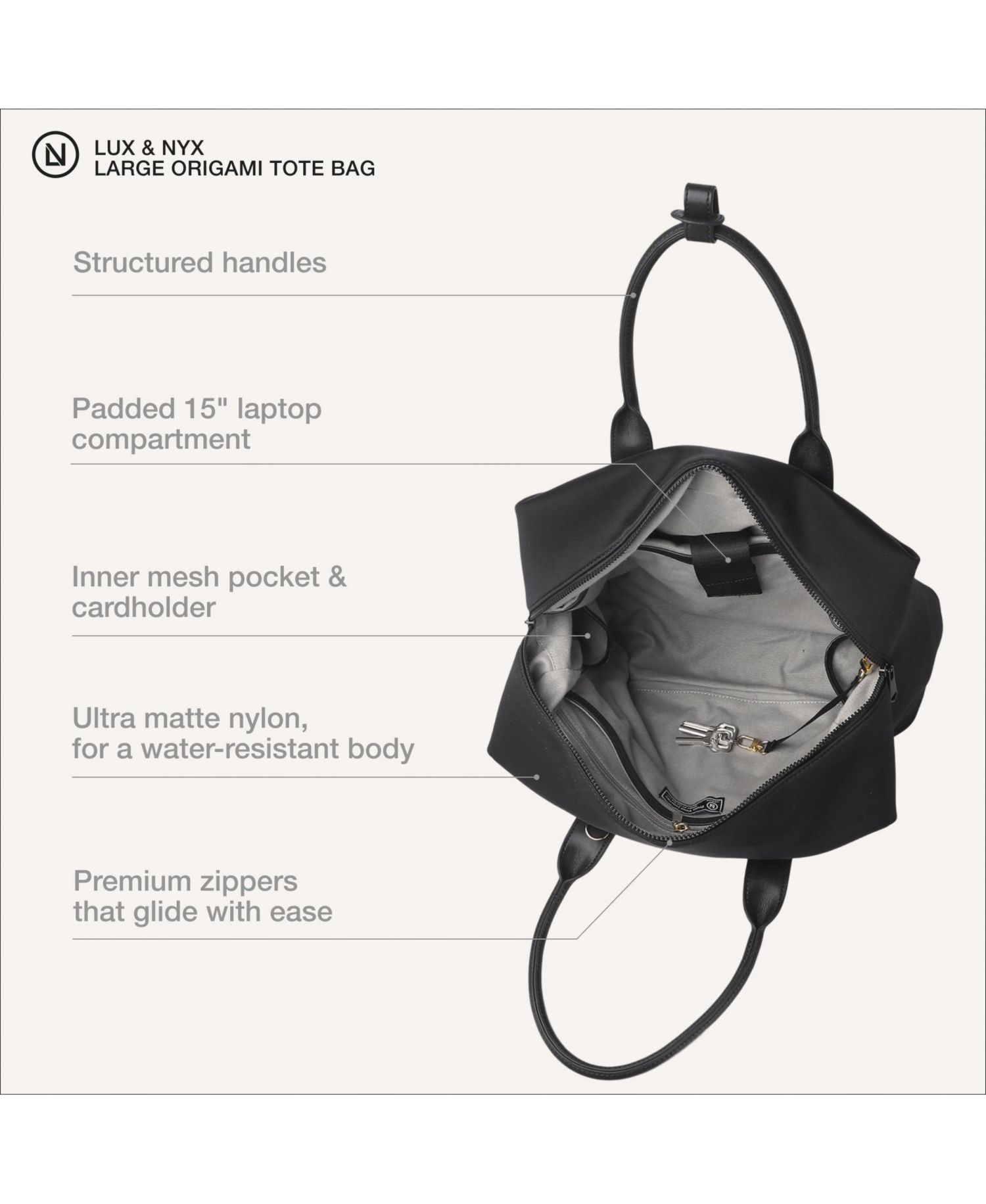 Large Origami Tote 15" Laptop Bag for Women