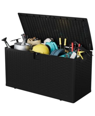 73 Gallon Outdoor Storage Box, Lockable UV Resistant Storage Chest, Large Waterproof Resin Patio Storage Bin, Suitable for Patio, Garden