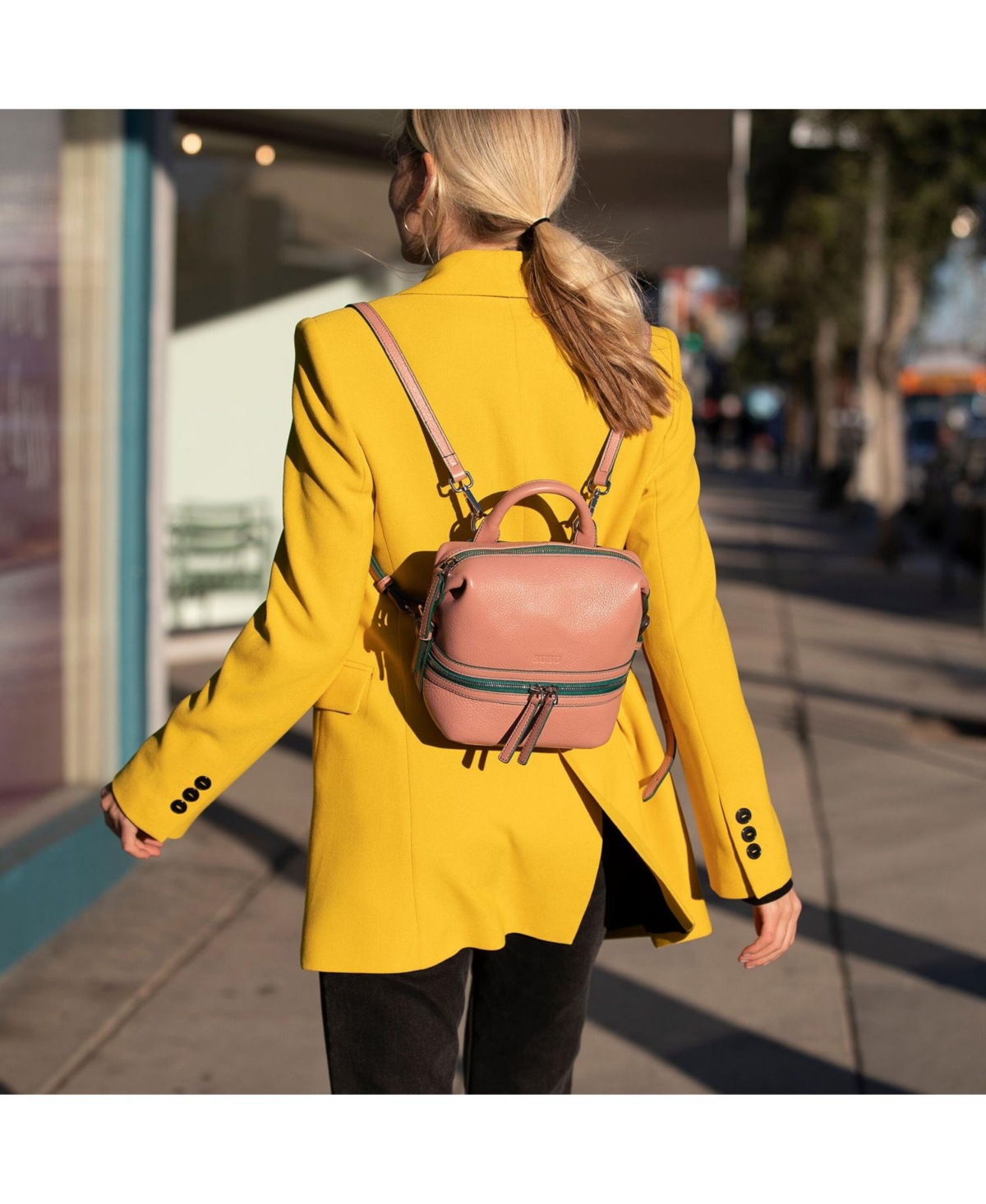 Womens Leather Backpack Purse Convertible Shoulder Crossbody Bag Medium with Front and Back Pockets