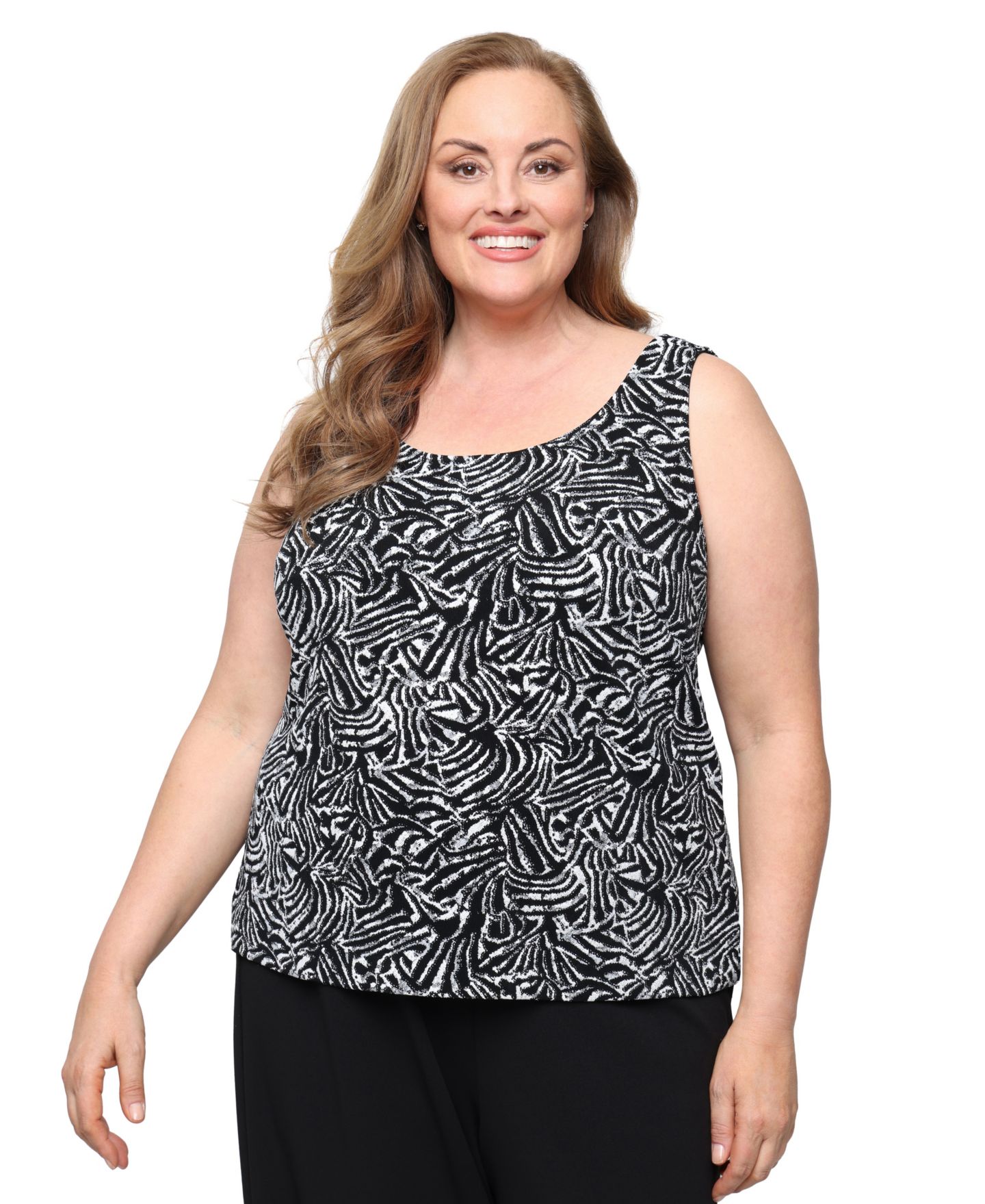 Alex Evenings Plus Size Glitter Knit Top and Jacket, 2-Piece Set, цвет: Чёрный белый — фото 2