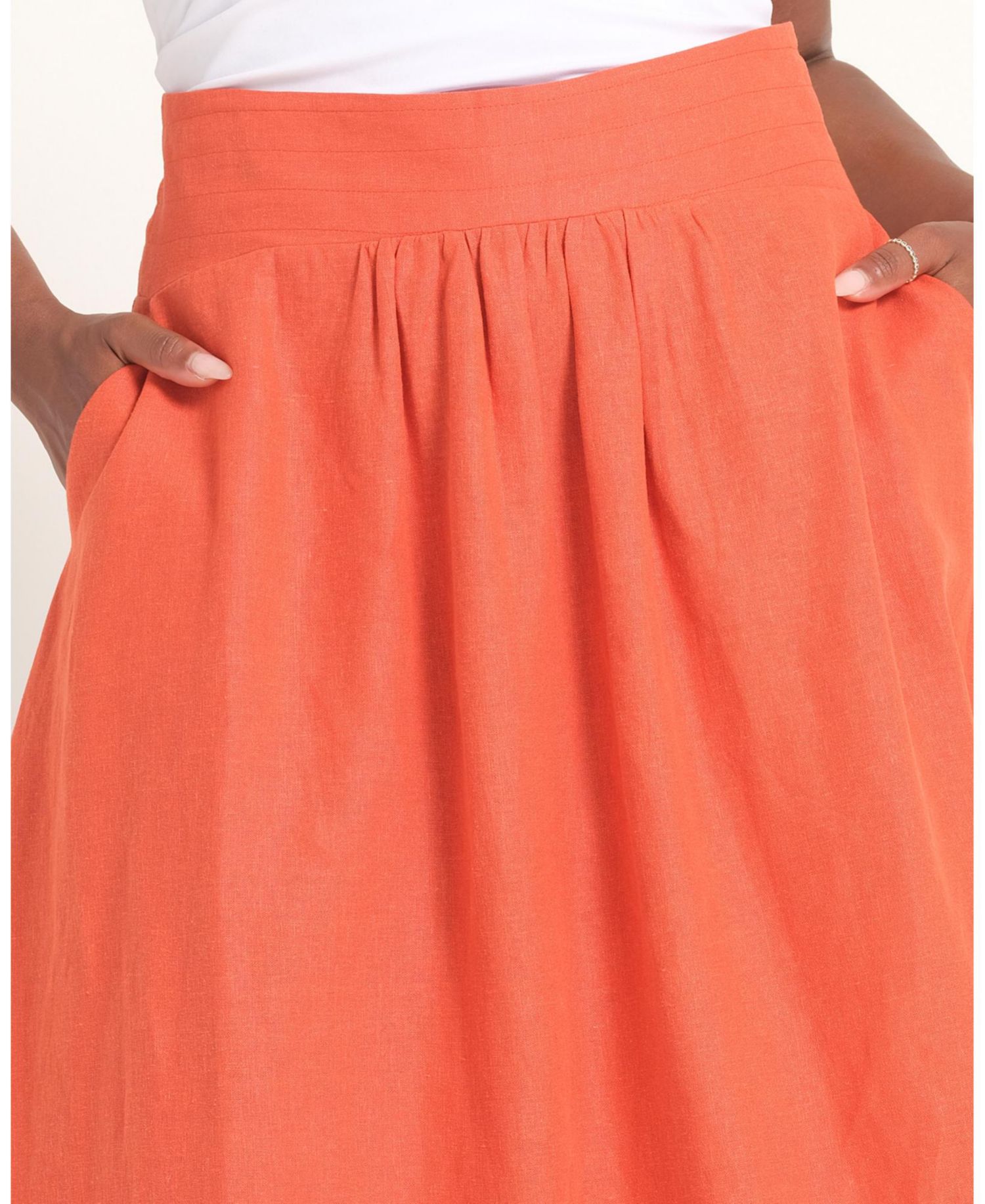 Women's Kaia Linen Gathered A-Line Midi Skirt