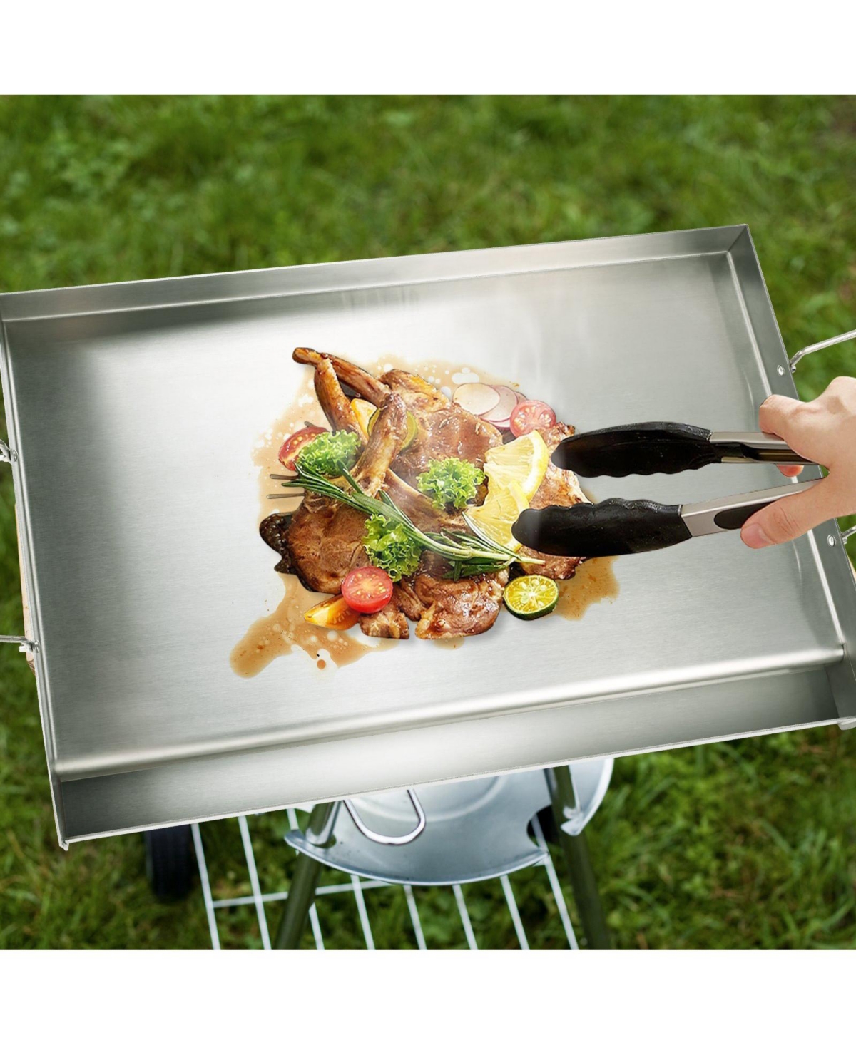 Cozito Stove Top Griddle, Stainless Steel Double Burner Pan with Oil Groove