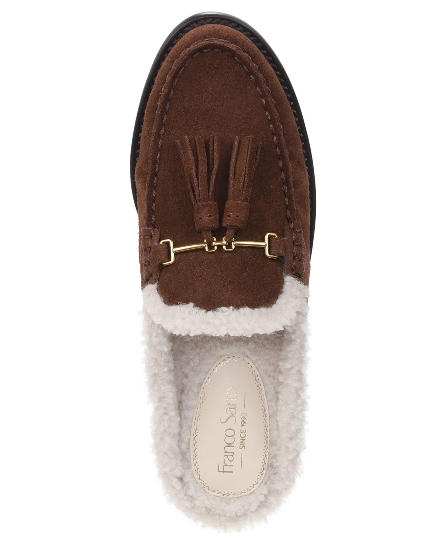 Женские сабо Franco Sarto Callen 2 Almond Toe Mules, цвет: Коричневый / Белый замшевый — фото 4
