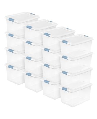 64Qt Latching Box Stackable Storage Container with Lid, White, 16 Pack