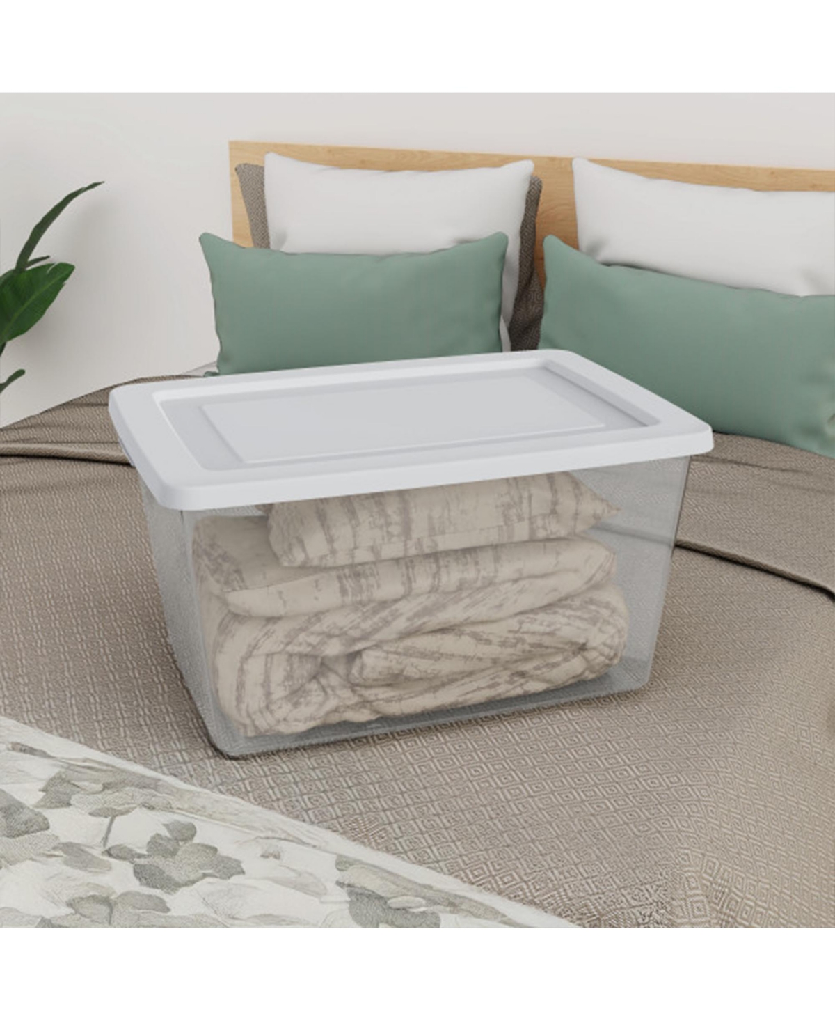 Sterilite 58 Quart Storage Boxes, Clear Plastic Containers with Lid, Set of 12