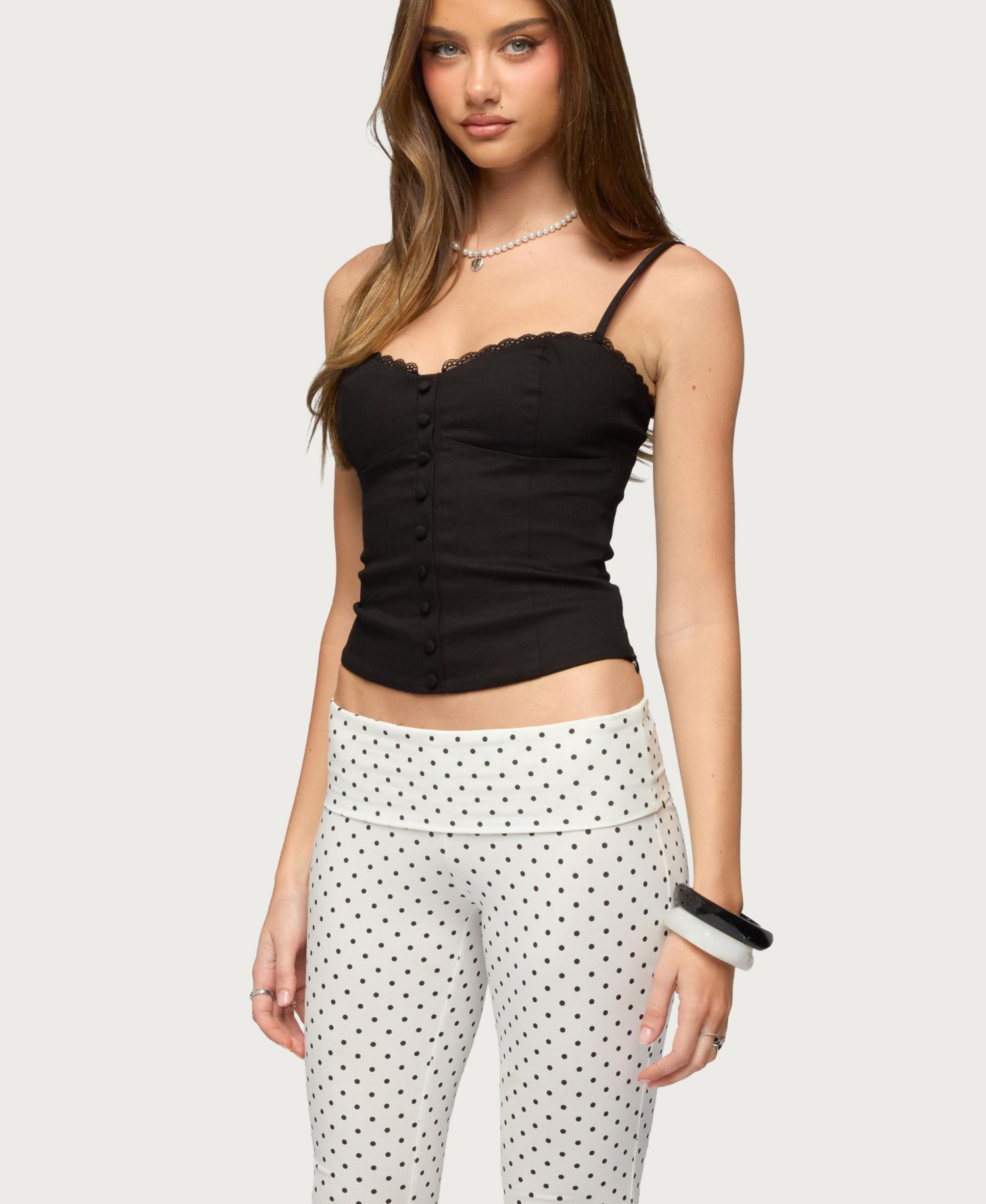 Women's Helenna Button Front Lace Up Top