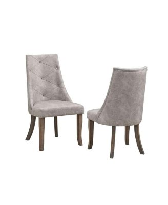 Set Of 2 Faux Leather Tufted Parson Dining Chairs