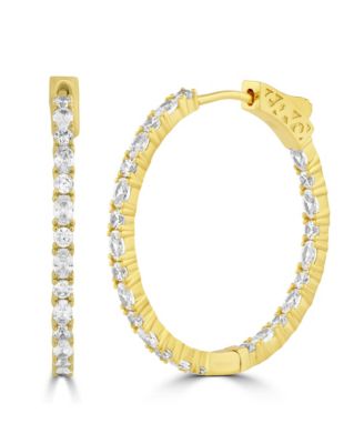 Radiant Round and Oval Inside-Outside CZ Hoop Earrings