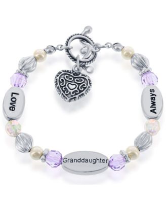 Girls Stretch Heart Charm Beads Bracelet - Love, Always, Granddaughter