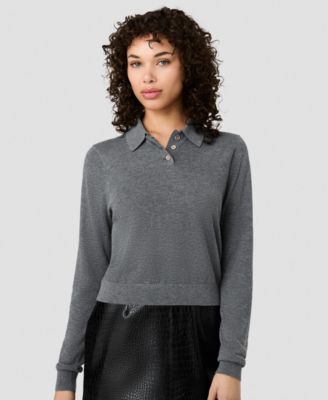 Women's Nola Fine Knit Collared Long-Sleeve Top