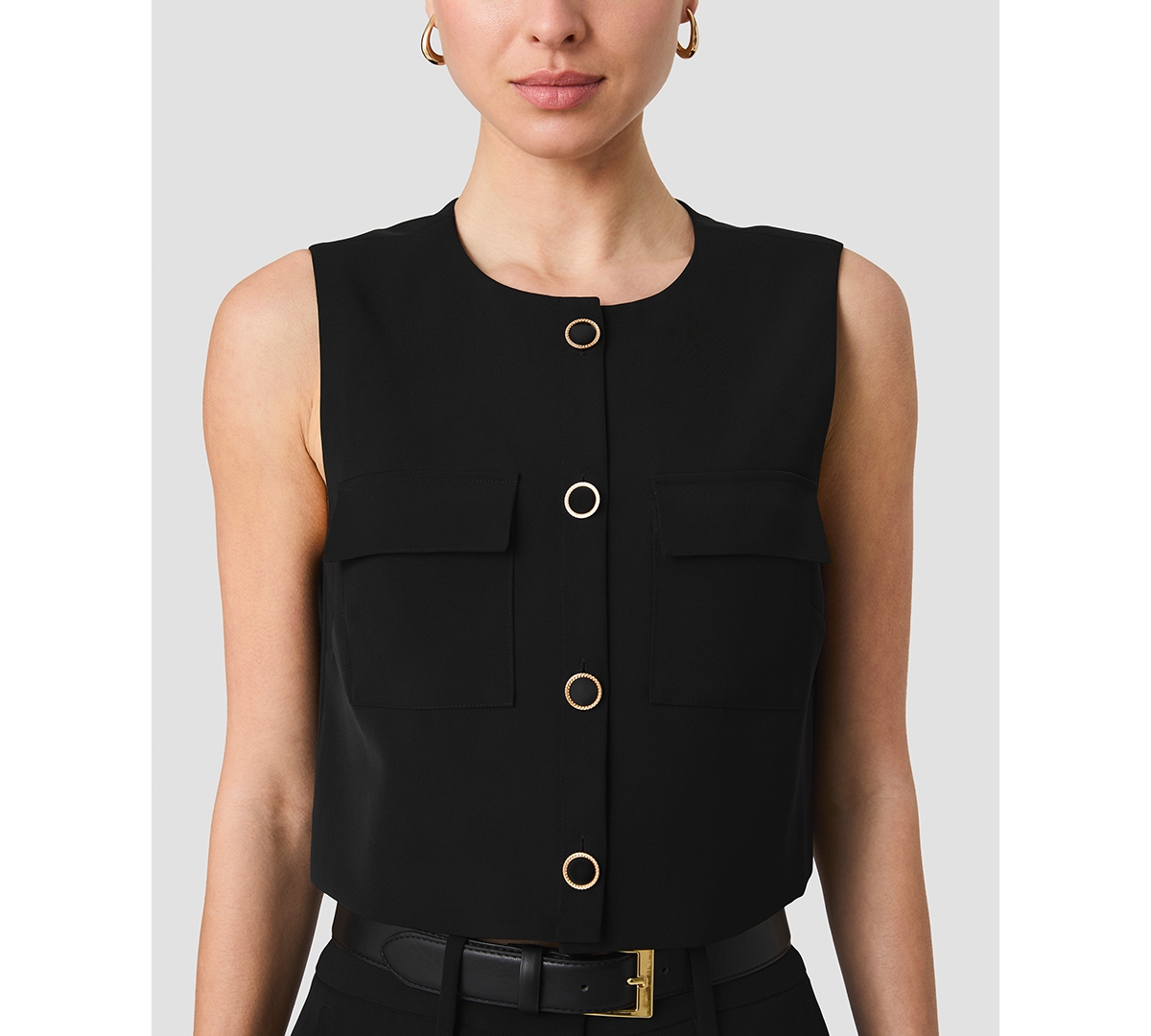French Connection Women's Harry Suiting Sleeveless Button-Front Top