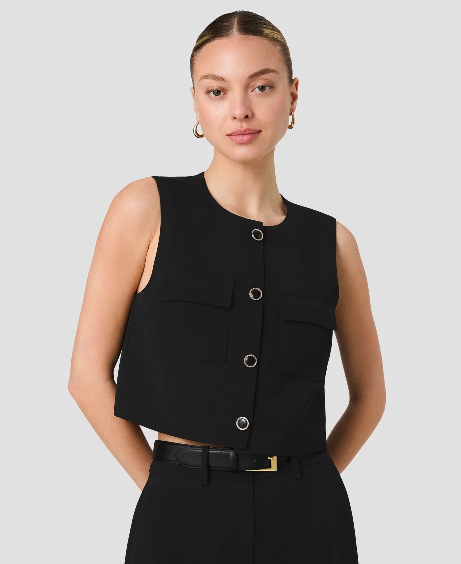 Women's Harry Suiting Sleeveless Button-Front Top