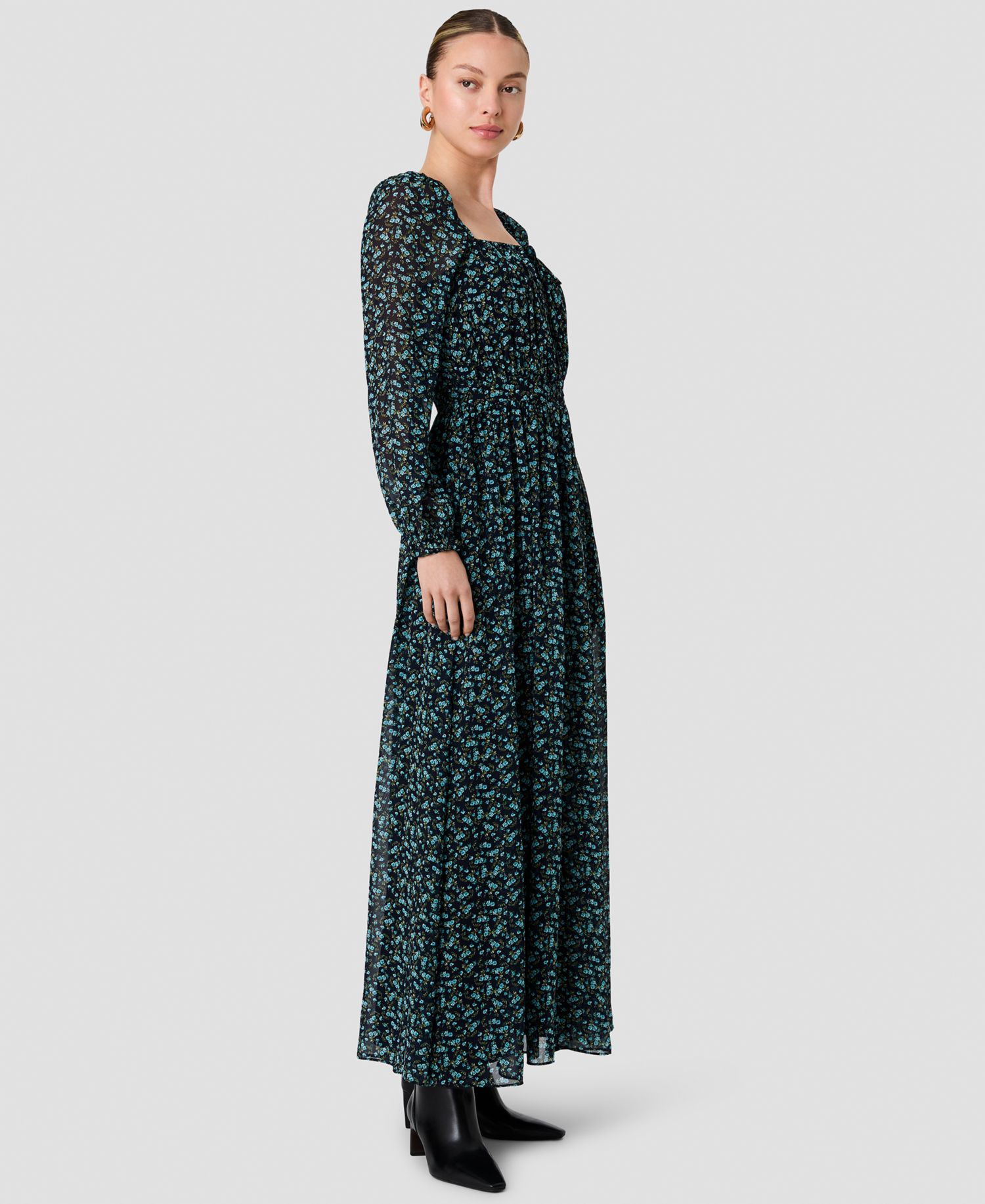 Women's Marina Square Neck Long-Sleeve Maxi Dress