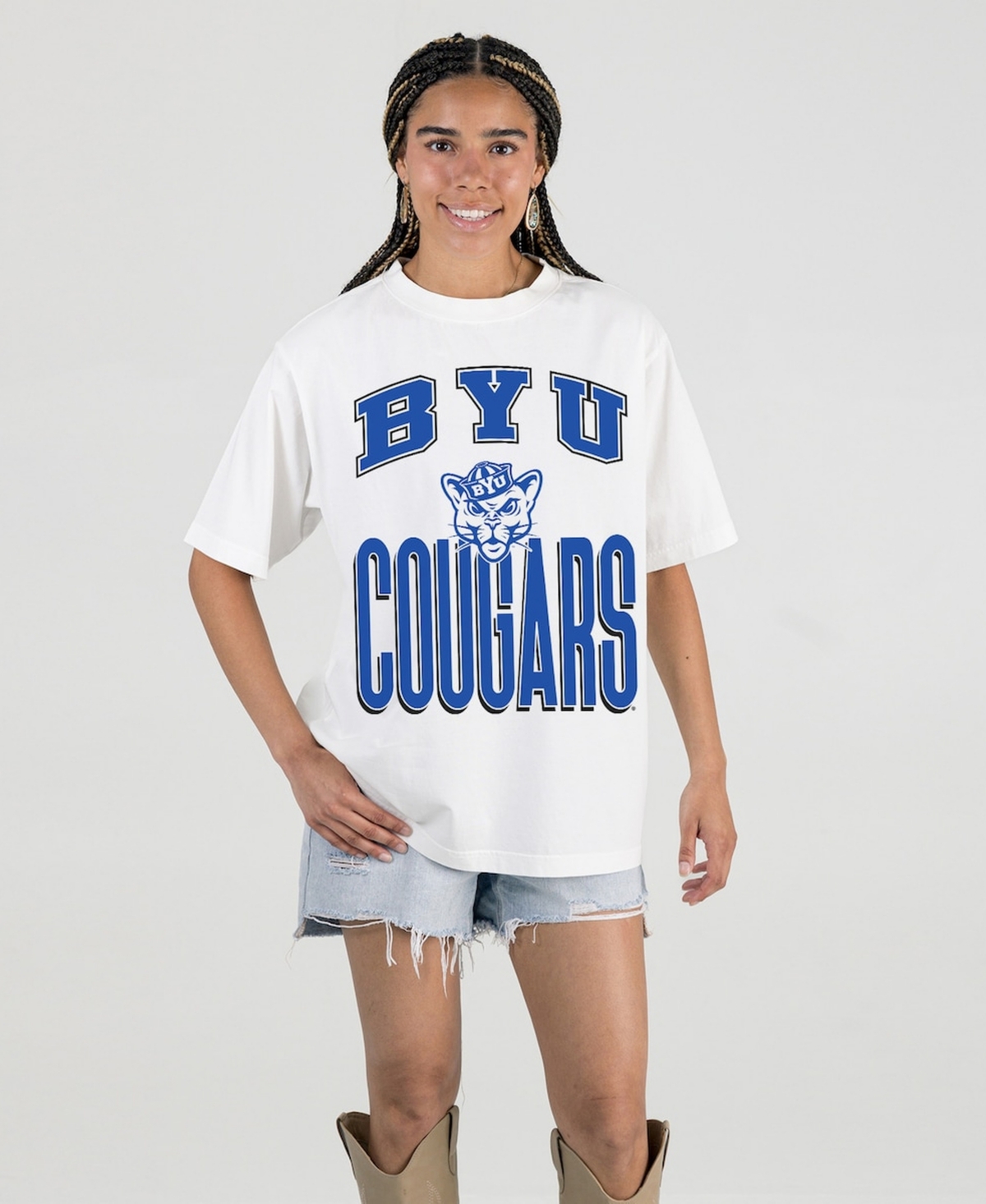 Gameday Couture Women's White Byu Cougars Oversized Fierce Focus T-Shirt