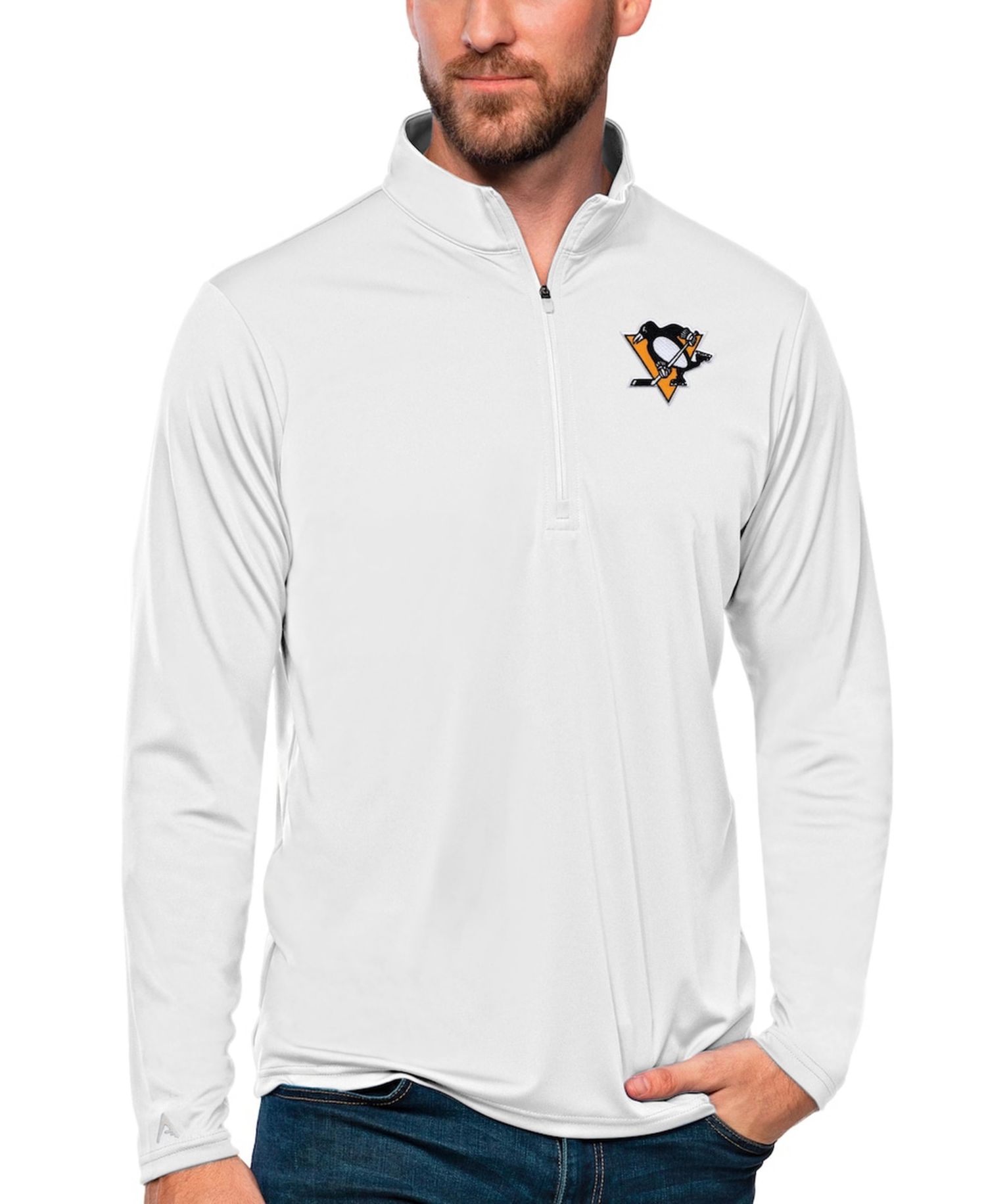 Men's White Pittsburgh Penguins Tribute Quarter-Zip Pullover