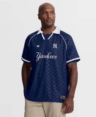 Men's Navy New York Yankees Homerun Raglan V-Neck Polo Shirt