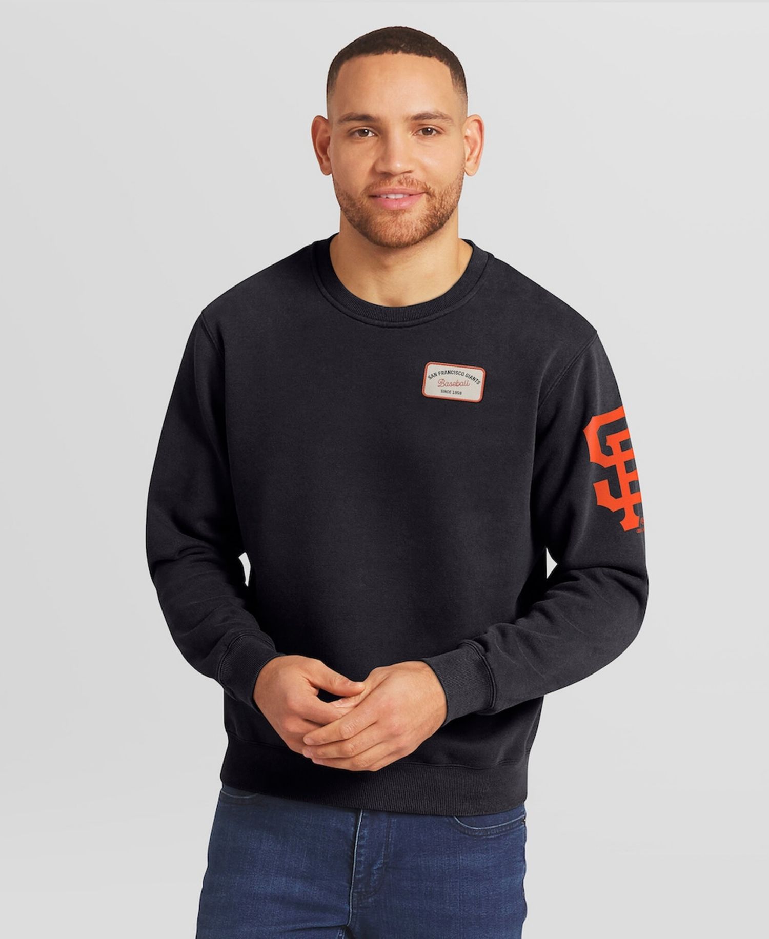 Darius Rucker Collection by Men's Black San Francisco Giants Washed Crew Neck Pullover Sweatshirt