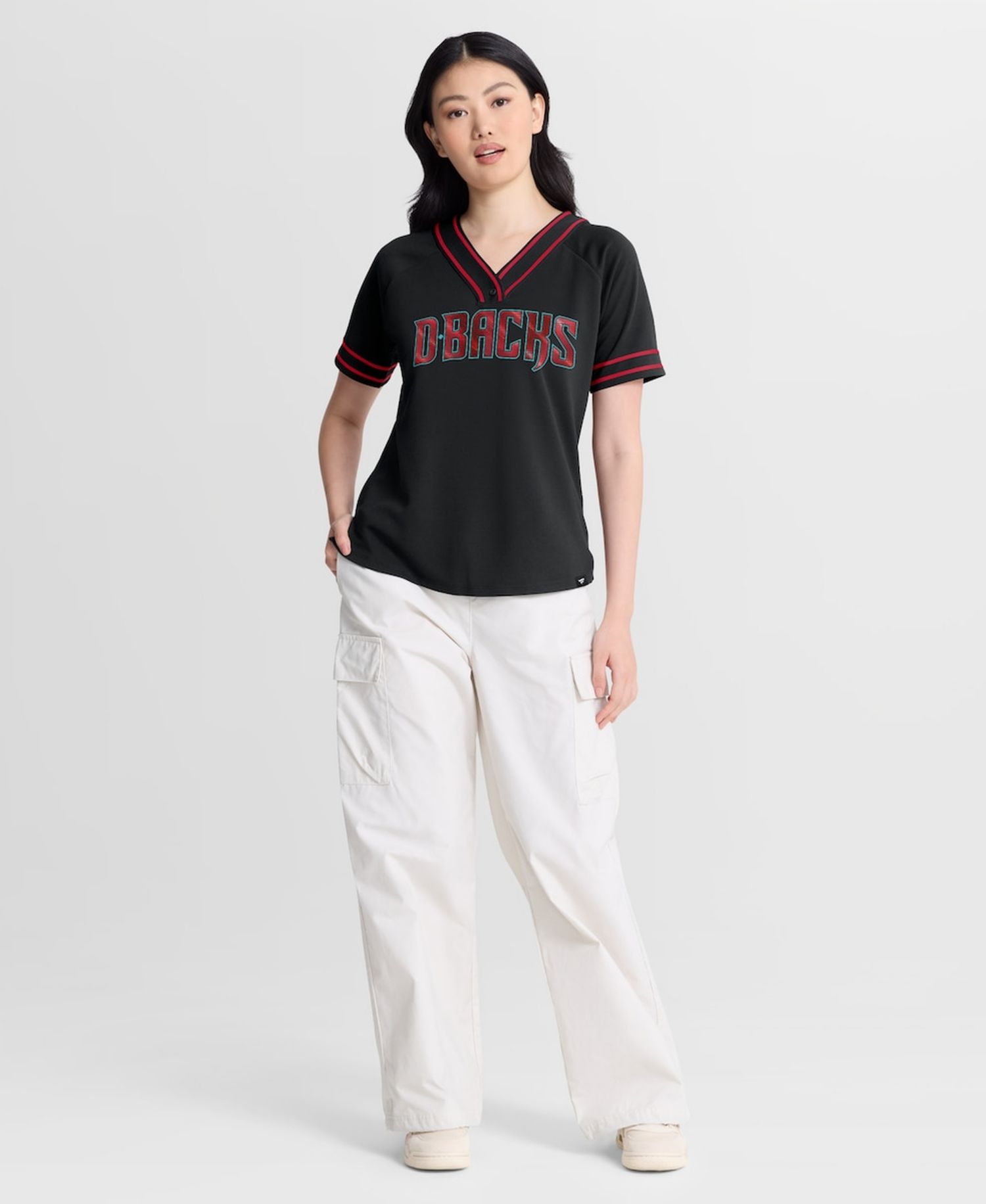 Women's Black Arizona Diamondbacks Diva Race Ahead Raglan V-Neck T-Shirt