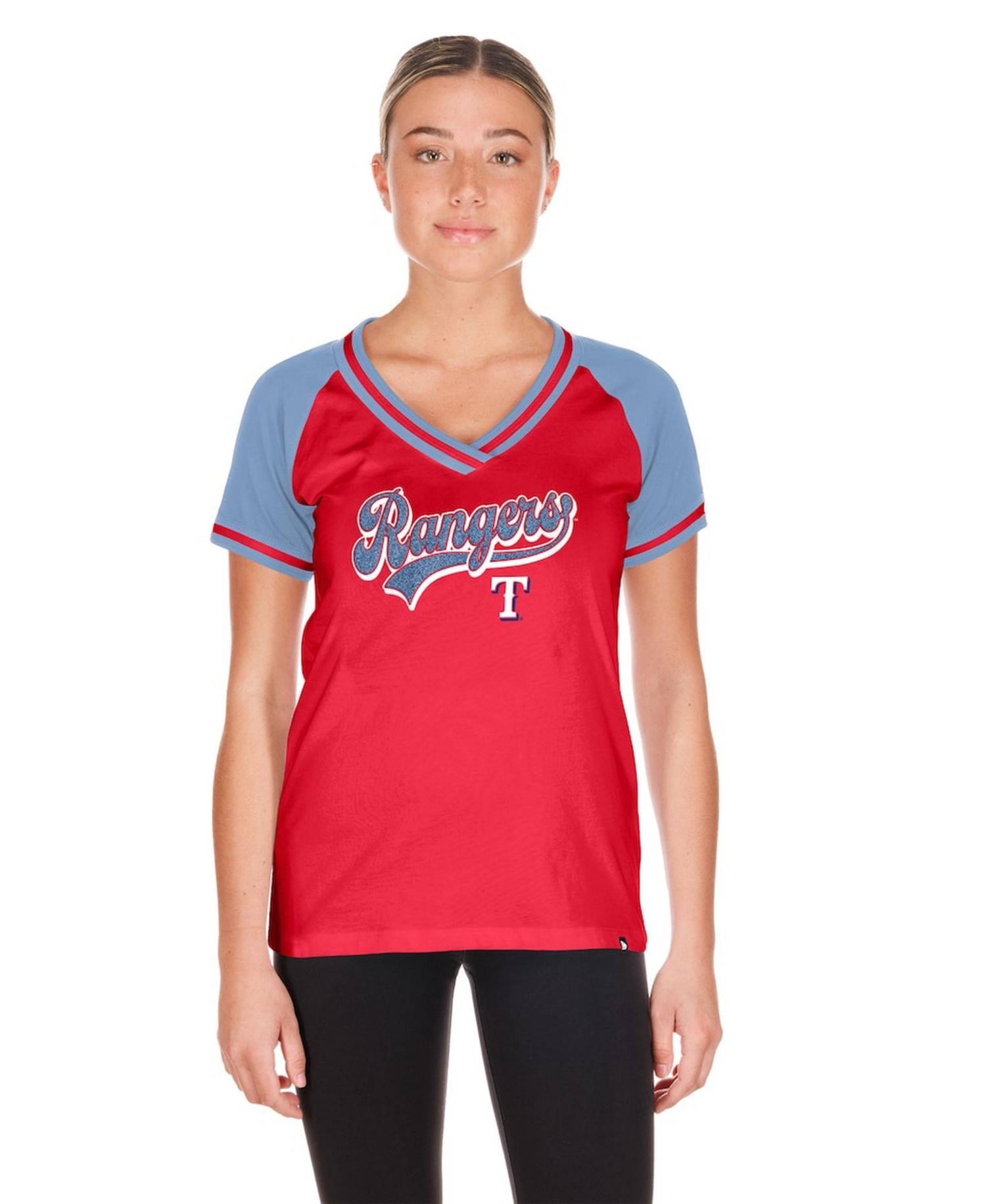 Women's Red Texas Rangers Gameday V-Neck T-Shirt
