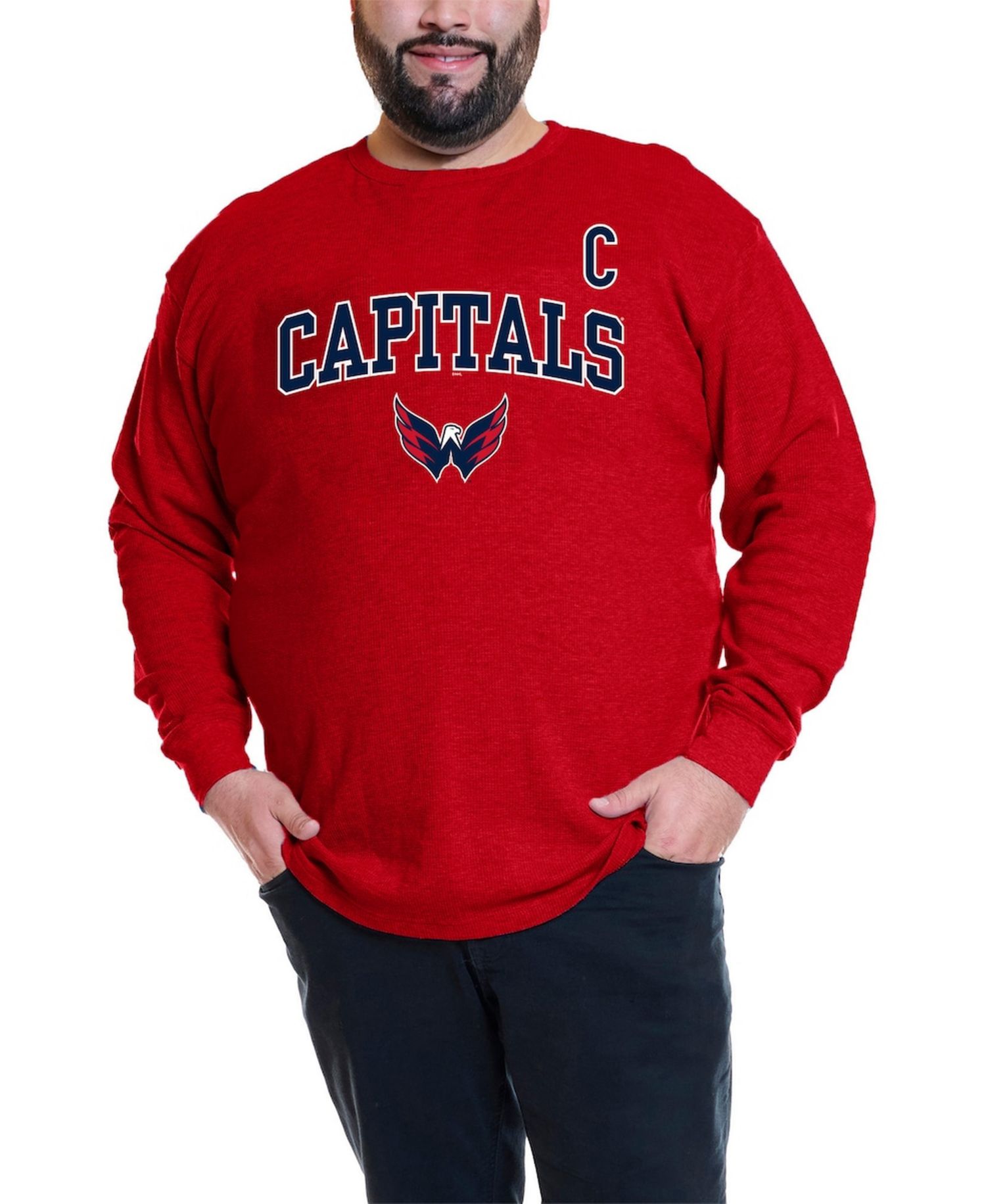 Men's Alexander Ovechkin Red Washington Capitals Big & Tall Name and Number Thermal Pullover Sweatshirt