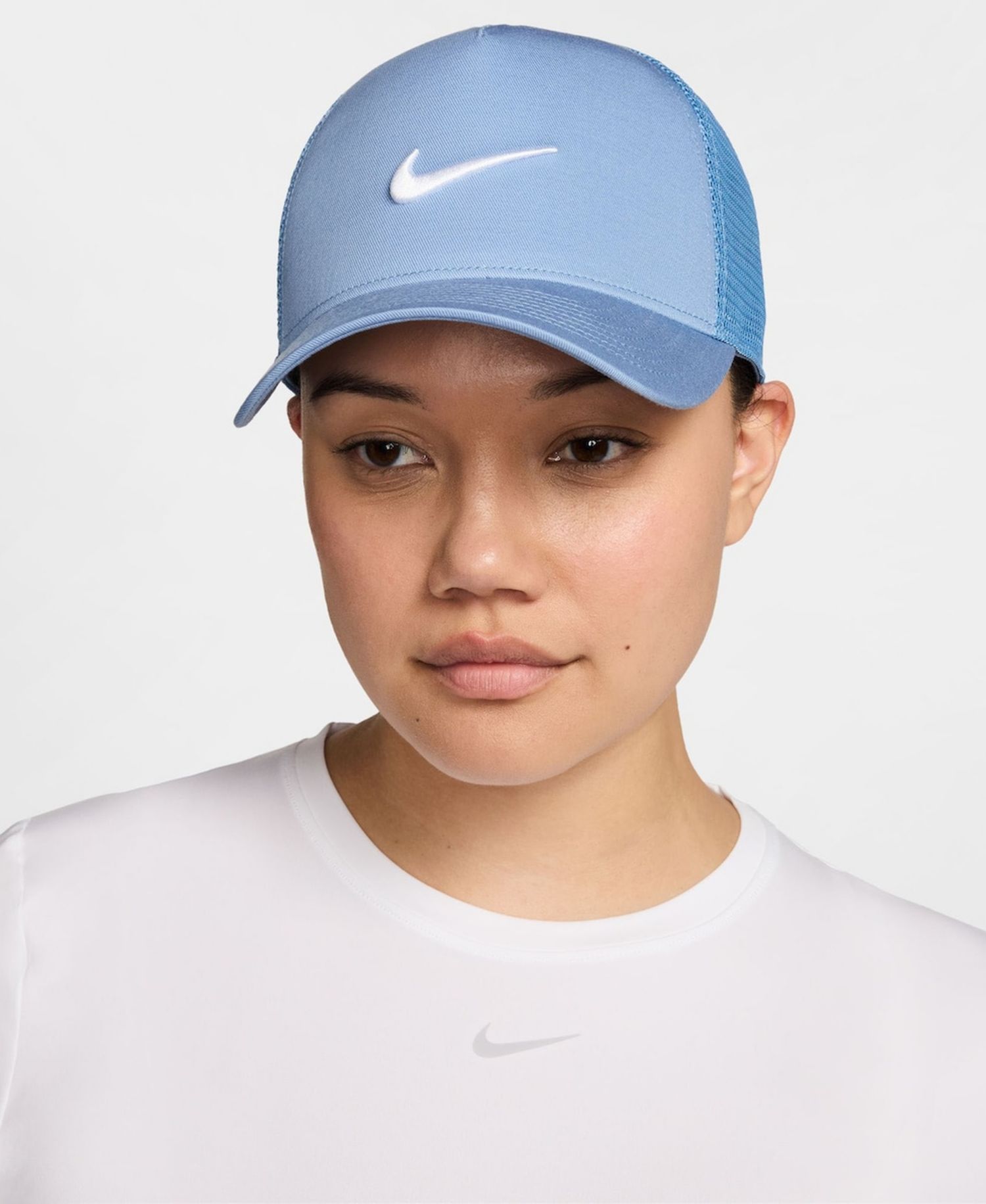 Men's and Women's Light Blue Swoosh Rise Trucker Adjustable Hat