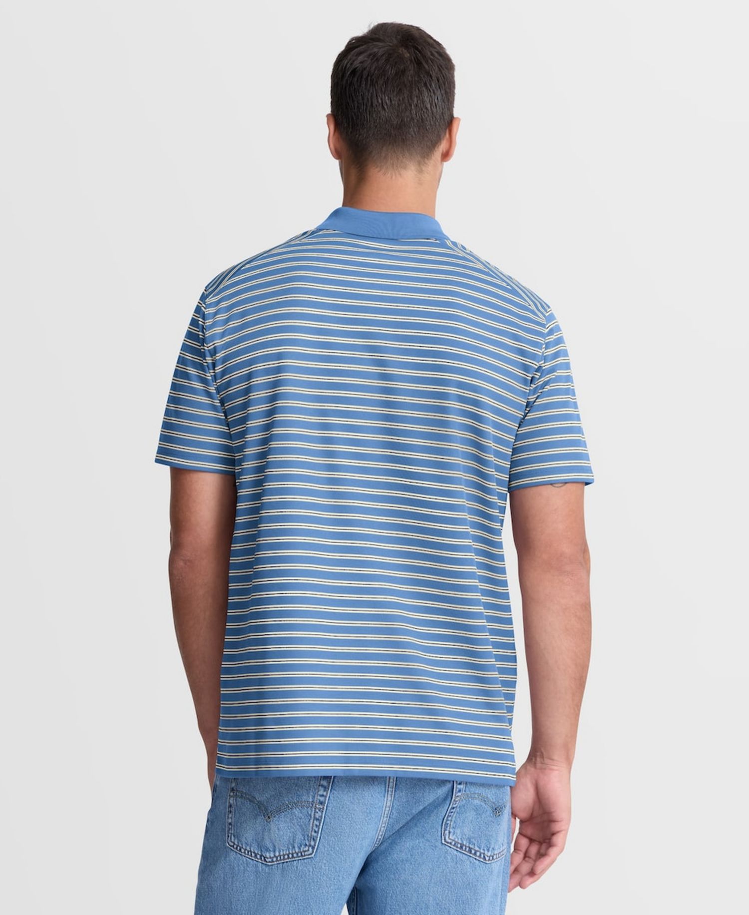 Men's Light Blue Chicago Cubs Cooperstown Collection Dri-FIT Victory Striped Polo Shirt
