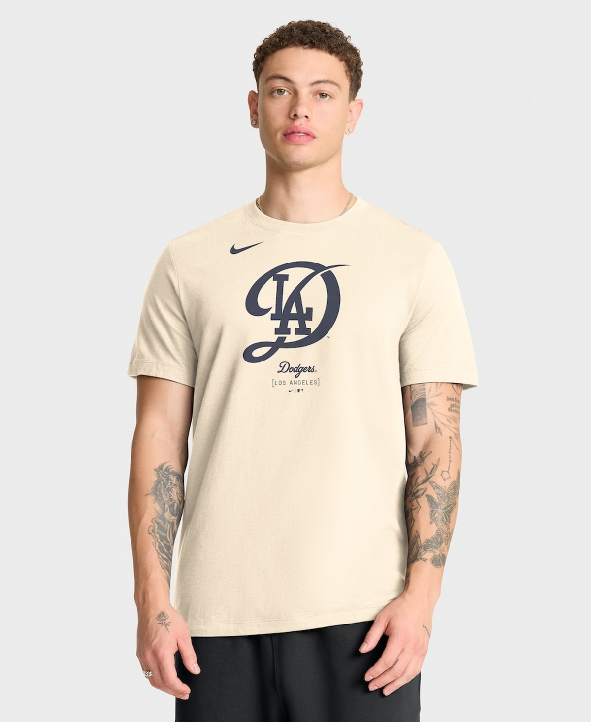 Nike Men's Cream Los Angeles Dodgers City Connect Large Logo T-Shirt