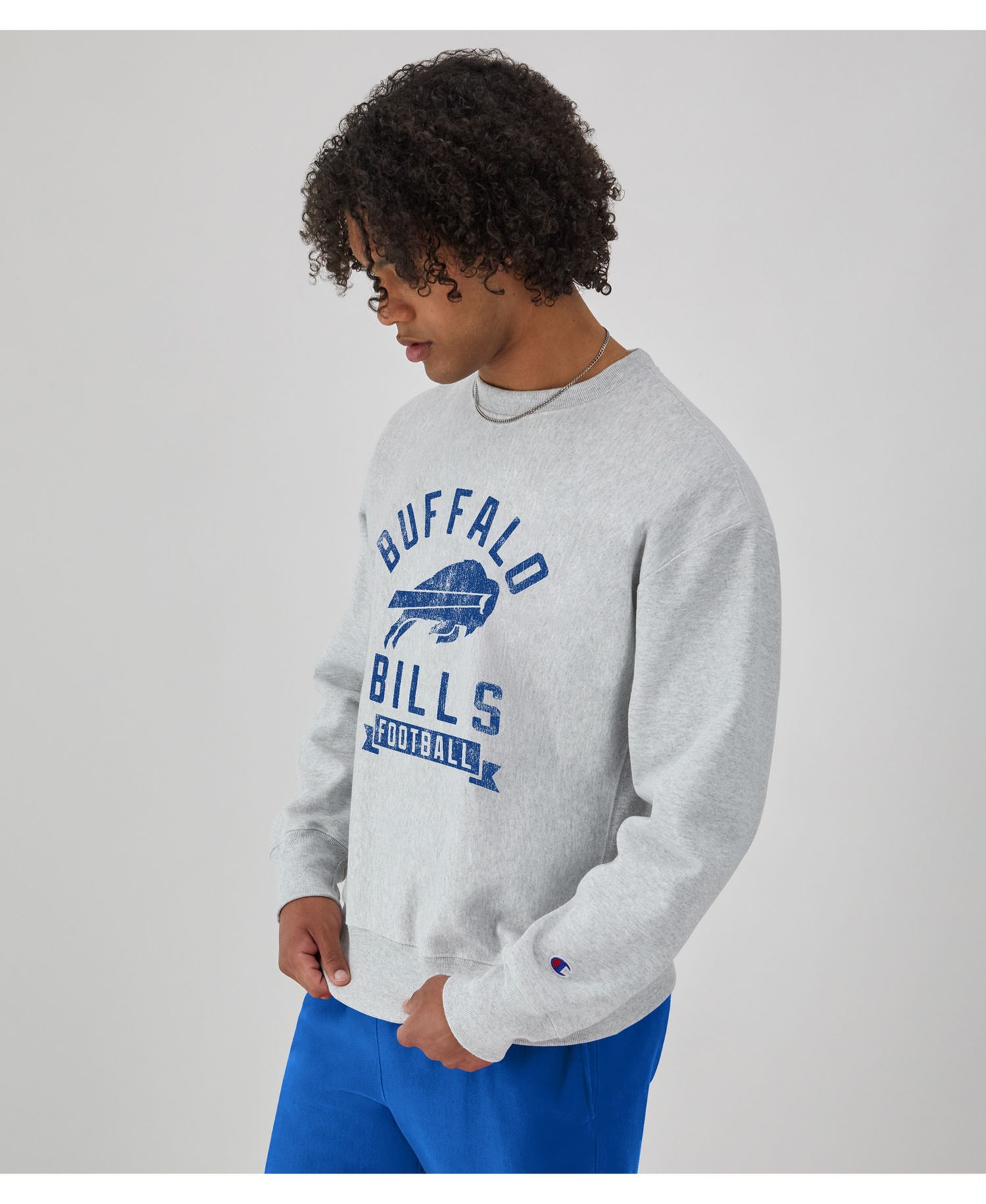 Men's Heather Gray Buffalo Bills Reverse Weave Fleece Pullover Sweatshirt