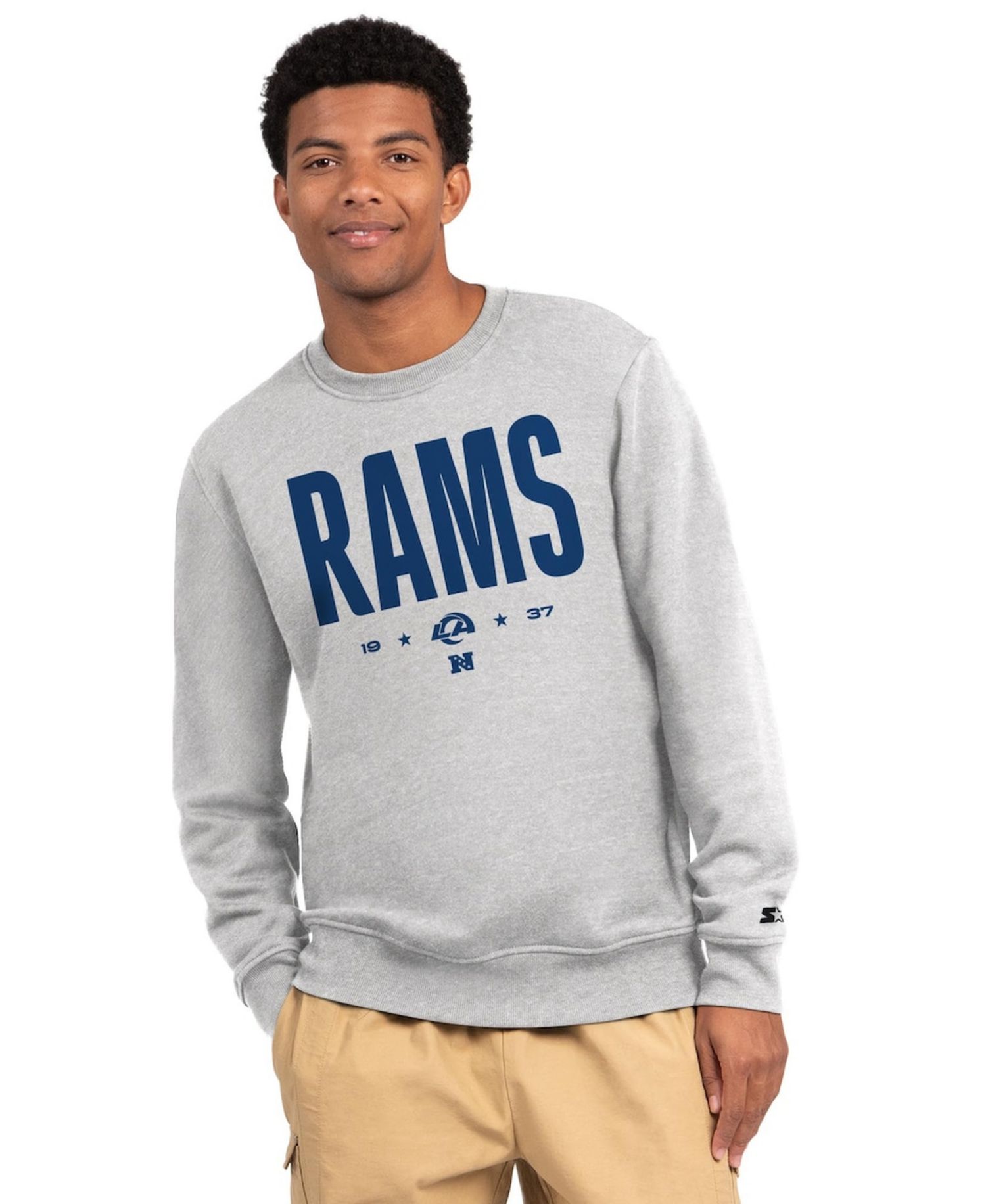 Men's Ash Los Angeles Rams Port Co Sweatshirt