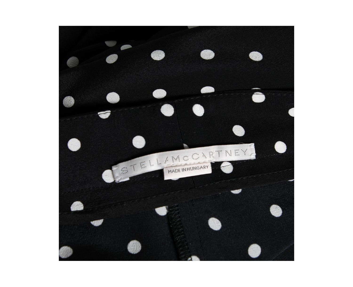 Women's Monochrome Polka Dotted Silk Wide Leg Pants
