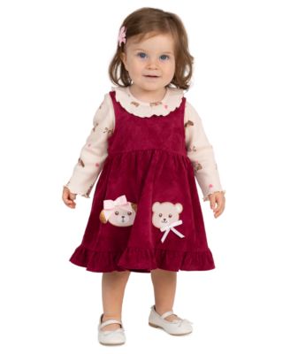 Baby Girls' Pinafore Dress and Long-Sleeve Top, 2-Piece Set