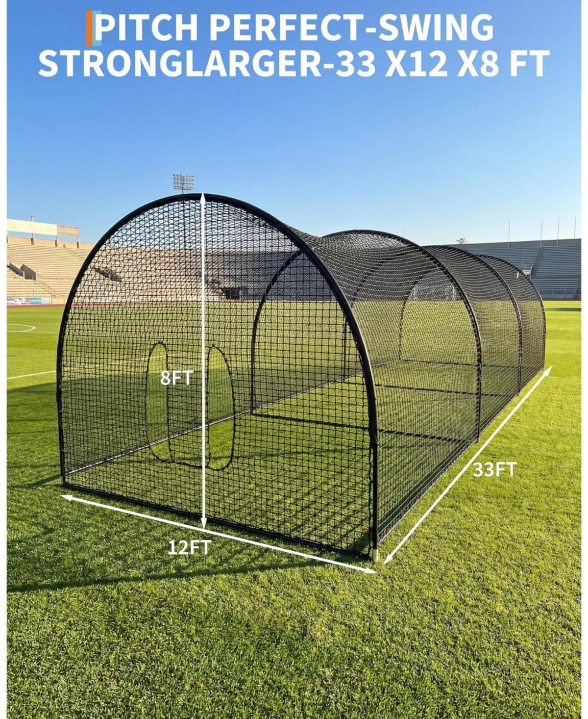 Xo 33FT Batting Cage Net with Frame, Multi-Sport Baseball Softball Golf Practice Cage for Backyard Field Training