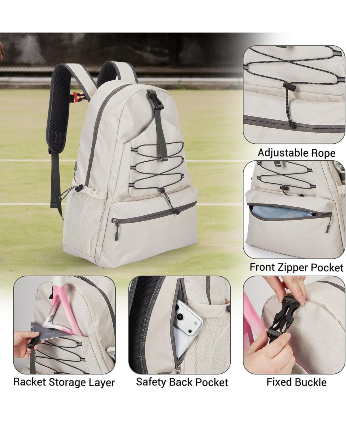 Xo Tennis Backpack, 2 Racket Storage with Shoe Compartment, Large Capacity Sports Bag for Tennis Pickleball Gear