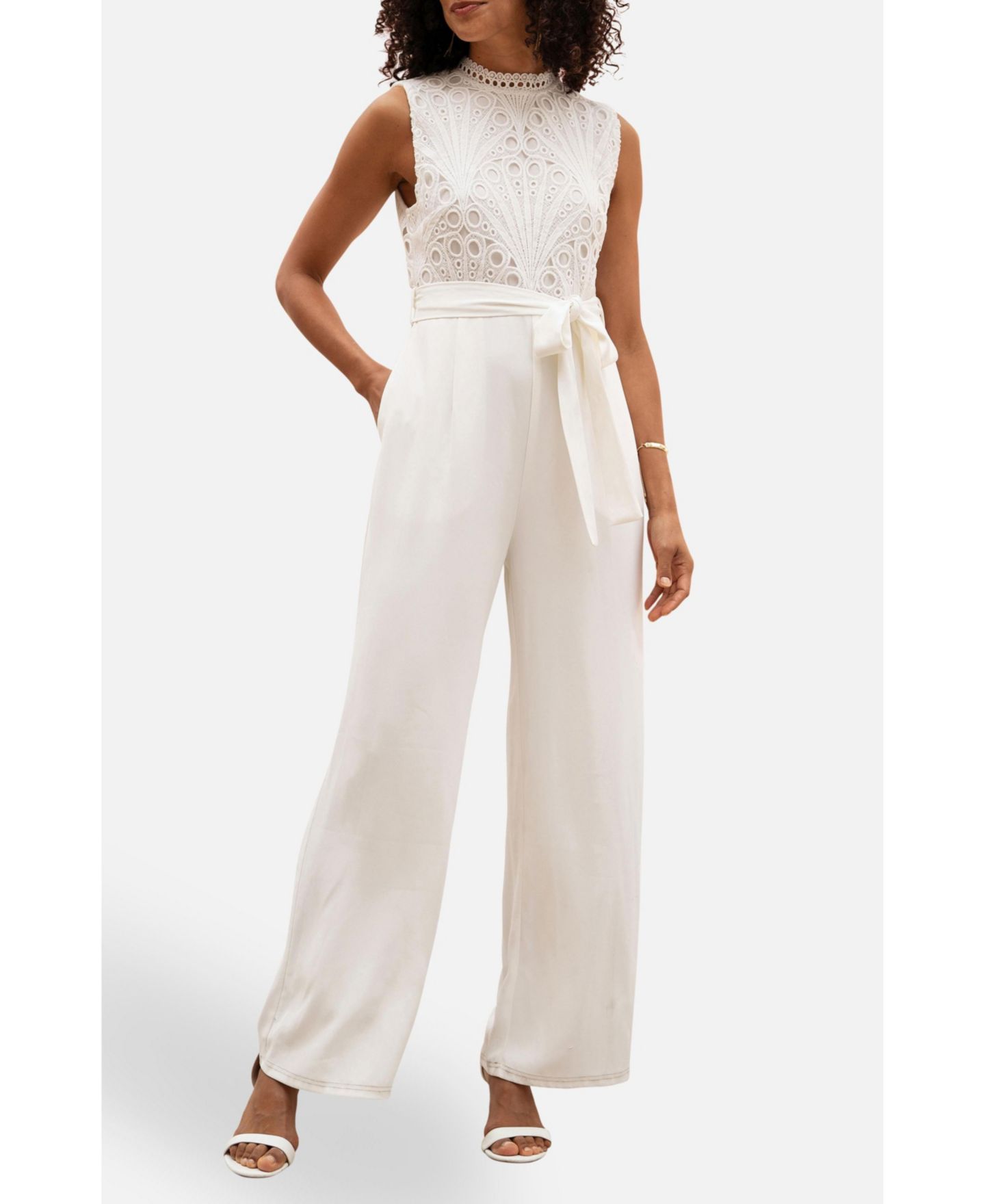 Женский комбинезон Yumi Lace Sleeveless, цвет: Слоновая кость — фото 8